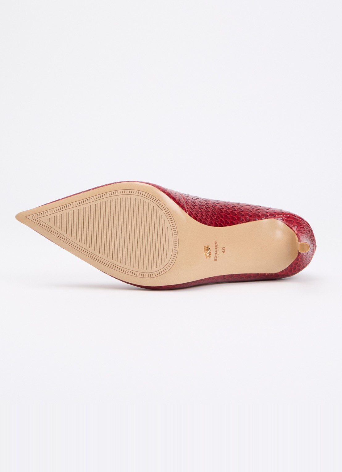 Dune London Assured pump van leer met crocostructuur - detail 4 rood