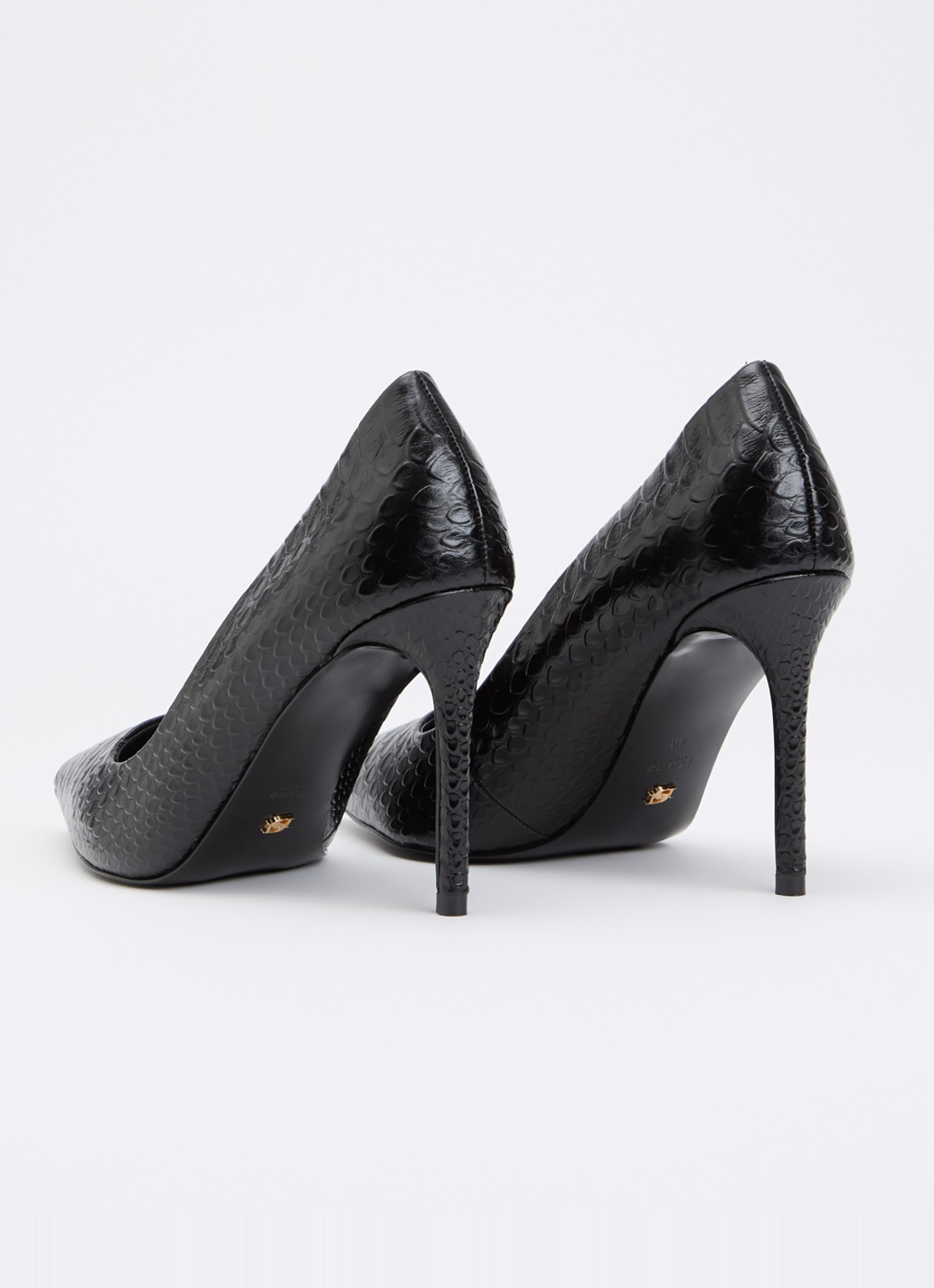 Dune London Assured pump van leer met crocostructuur - achterkant 5 zwart