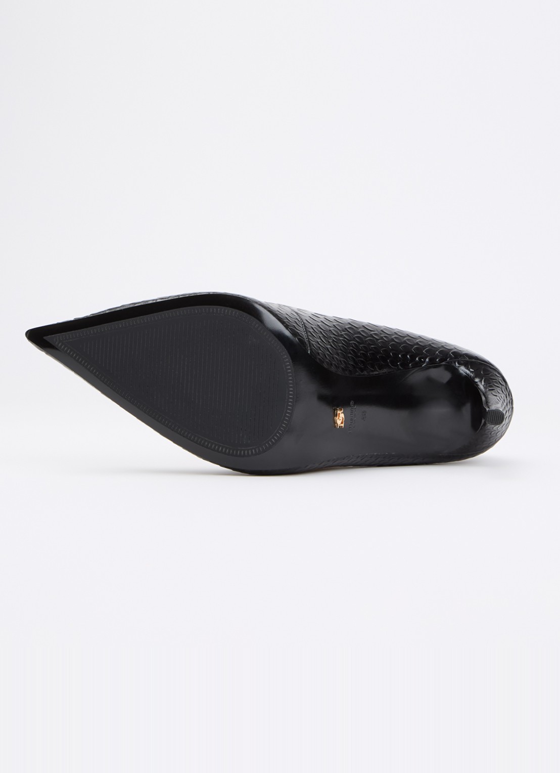 Dune London Assured pump van leer met crocostructuur - detail 3 zwart
