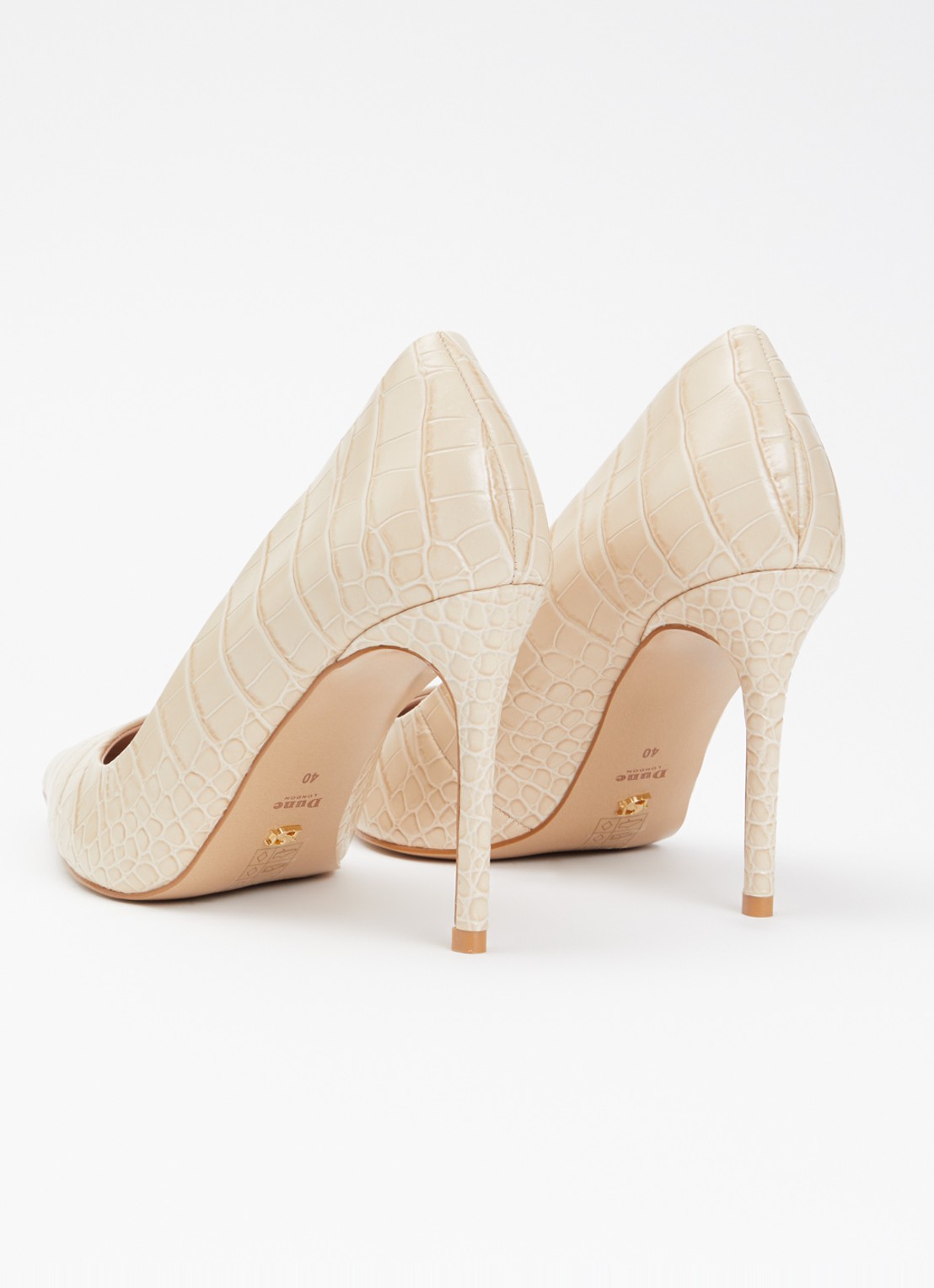 Dune London Assured pump van leer met crocostructuur - achterkant 5 beige