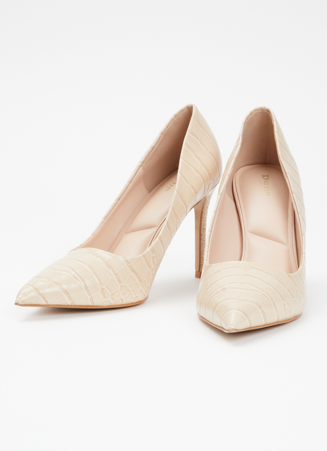 Dune London Assured pump van leer met crocostructuur - detail 2 beige