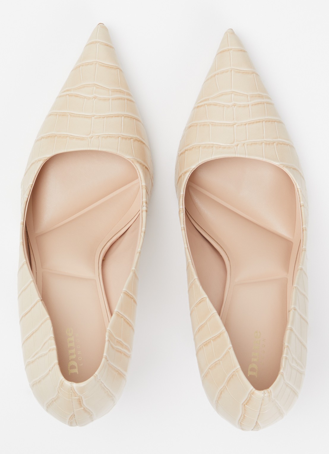 Dune London Assured pump van leer met crocostructuur - detail 3 beige