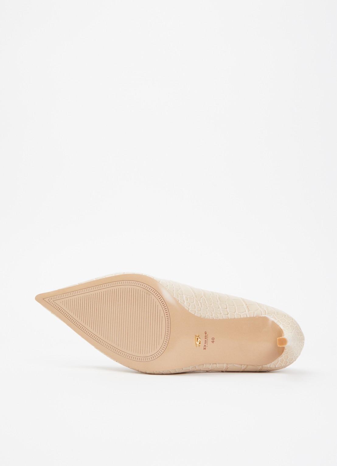 Dune London Assured pump van leer met crocostructuur - detail 4 beige