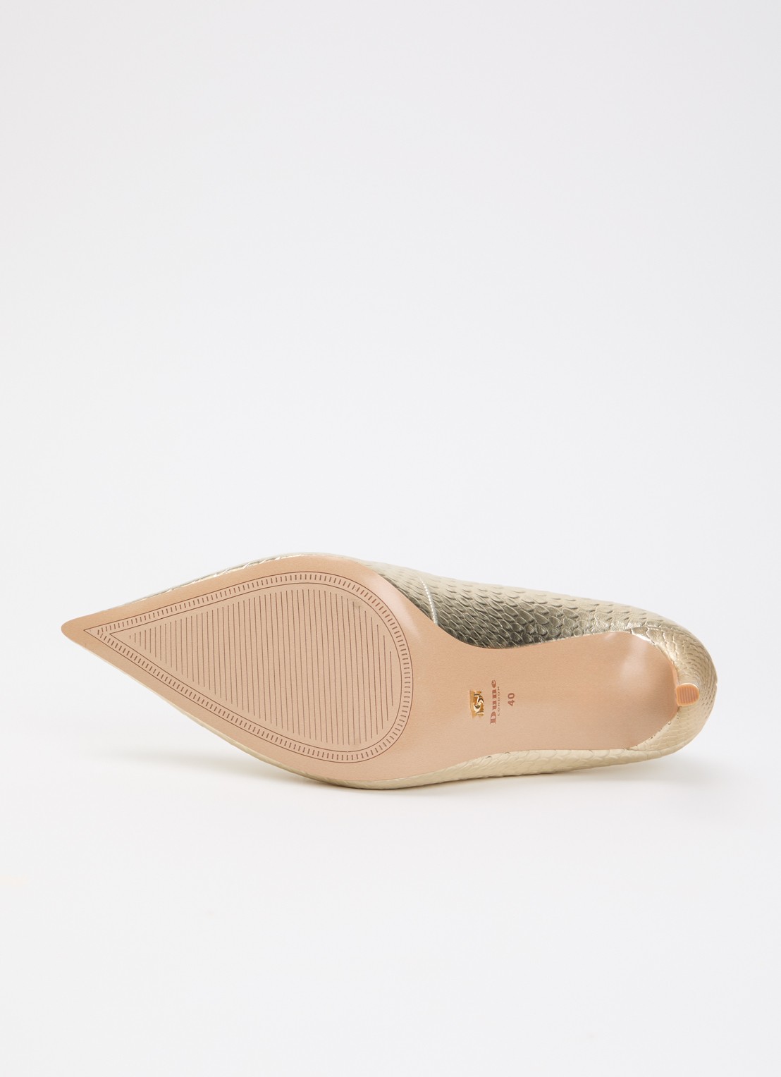 Dune London Assured pump van leer met crocostructuur - detail 5 goud