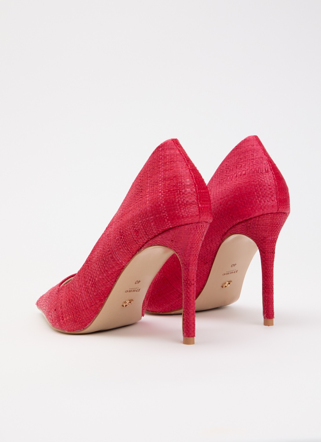 Dune London Assured pump van leer met crocostructuur - achterkant 2 rood