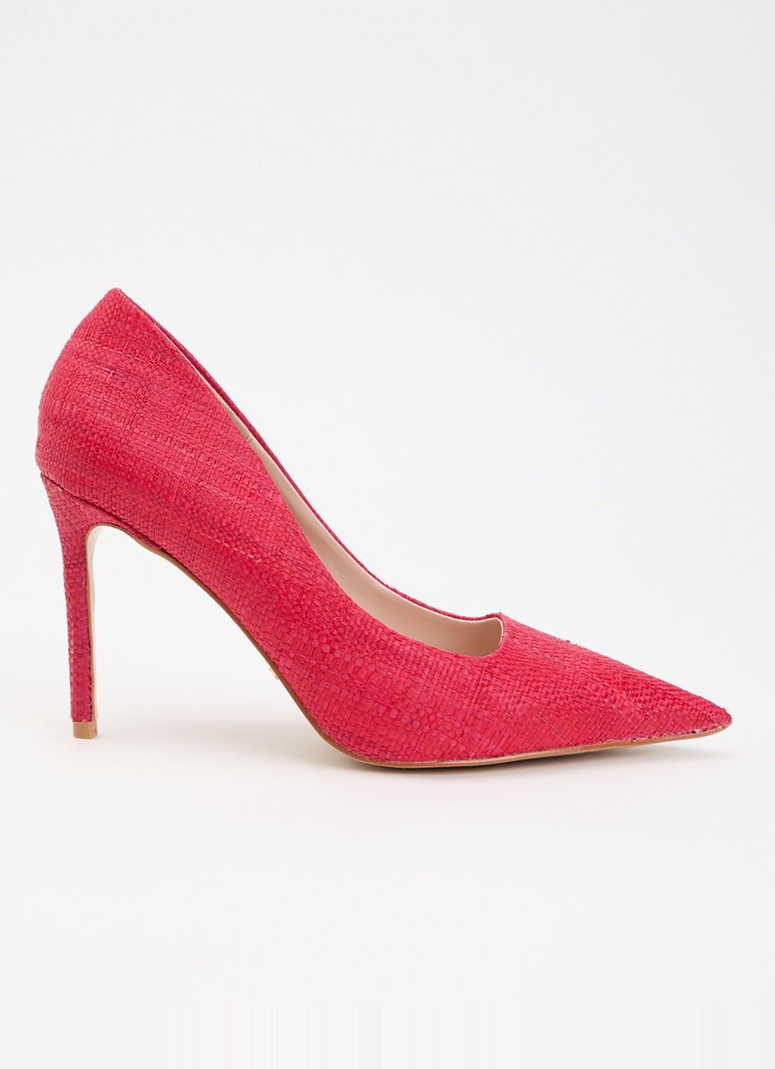 Dune London Assured pump van leer met crocostructuur - voorkant rood