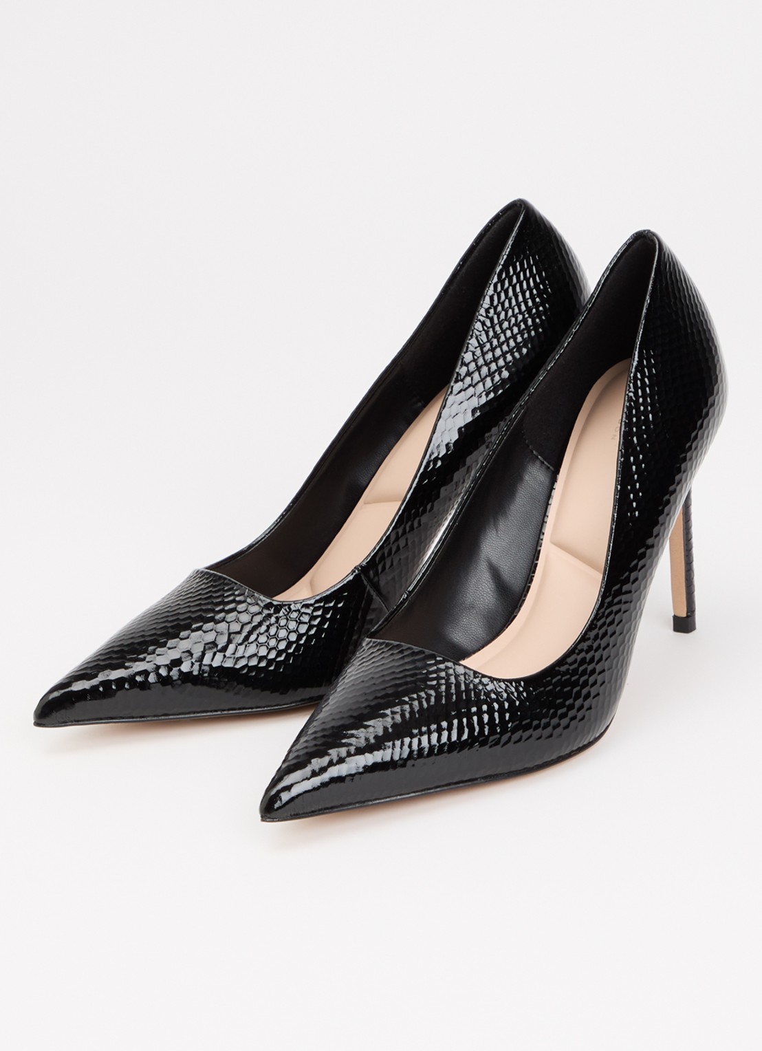 Dune London Assured pump van leer met crocostructuur - detail 8 zwart