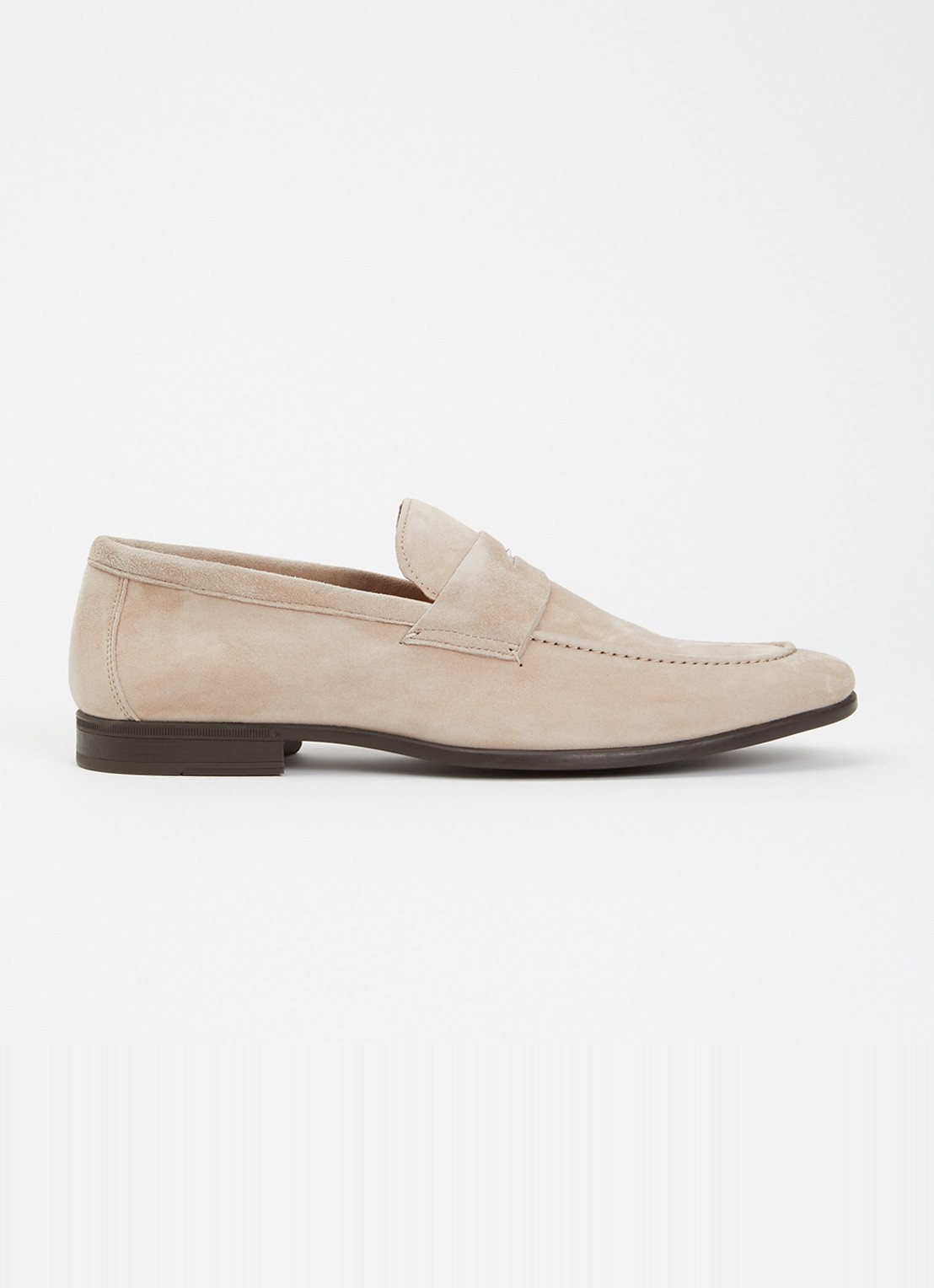 Dune London Barclays loafer van suéde  - voorkant zand