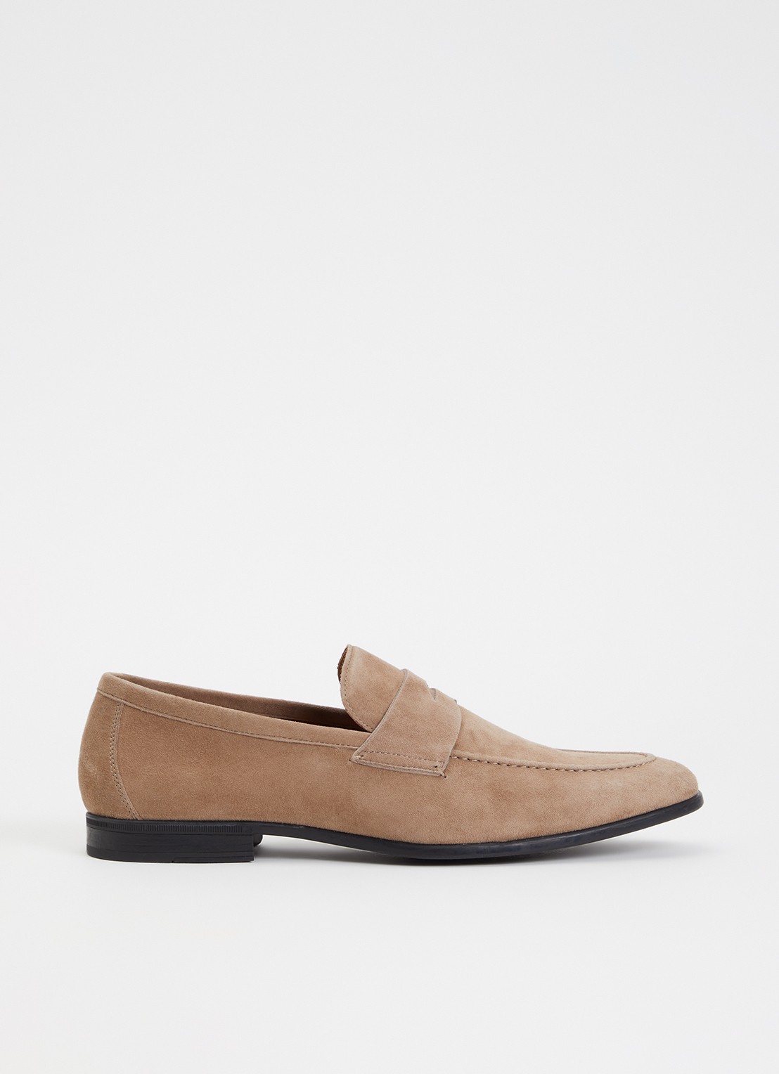 Dune London Barclays loafer van suéde  - voorkant zand