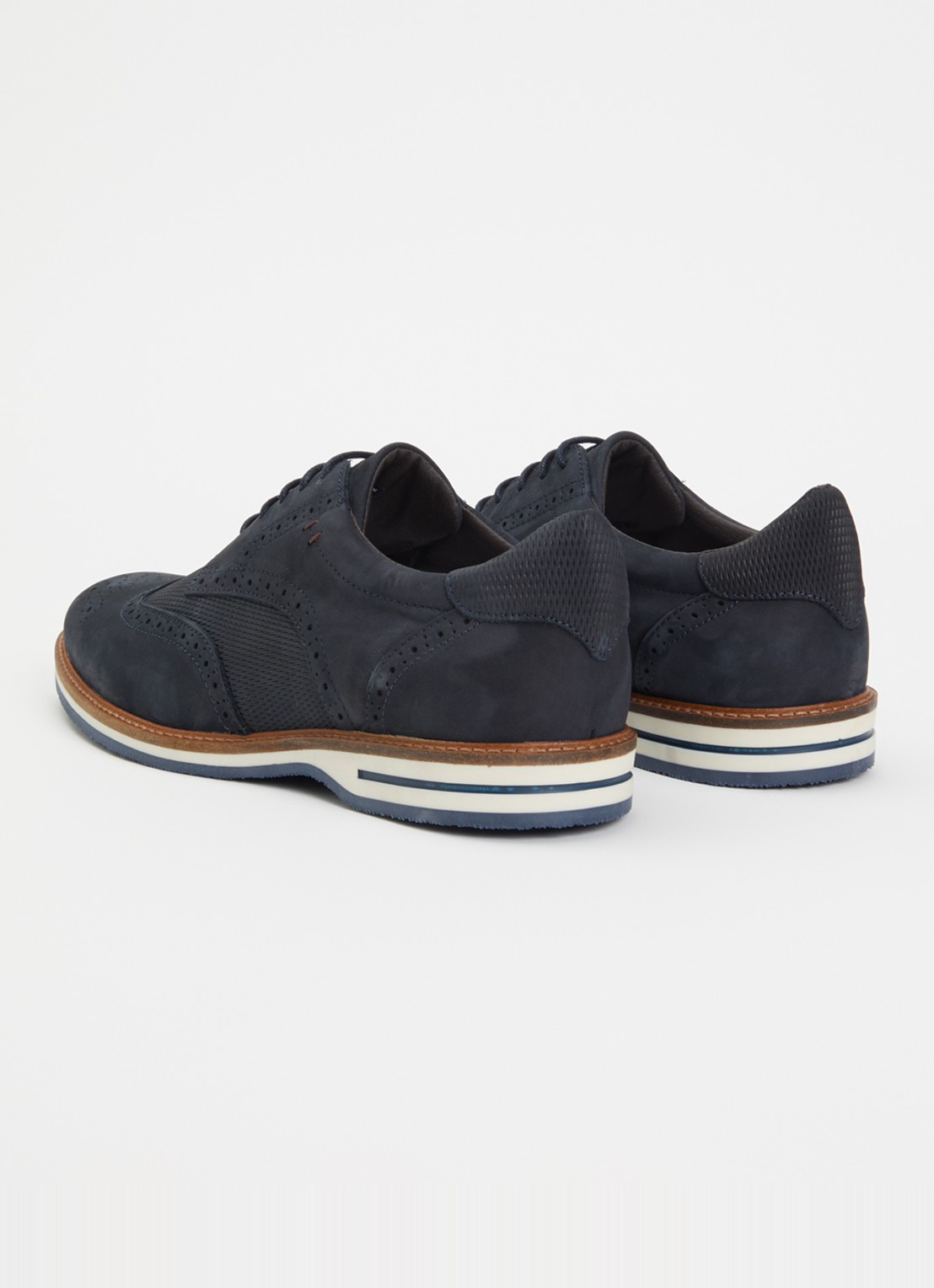 Dune London Barkings brogue van nubuck  - achterkant 5 donkerblauw