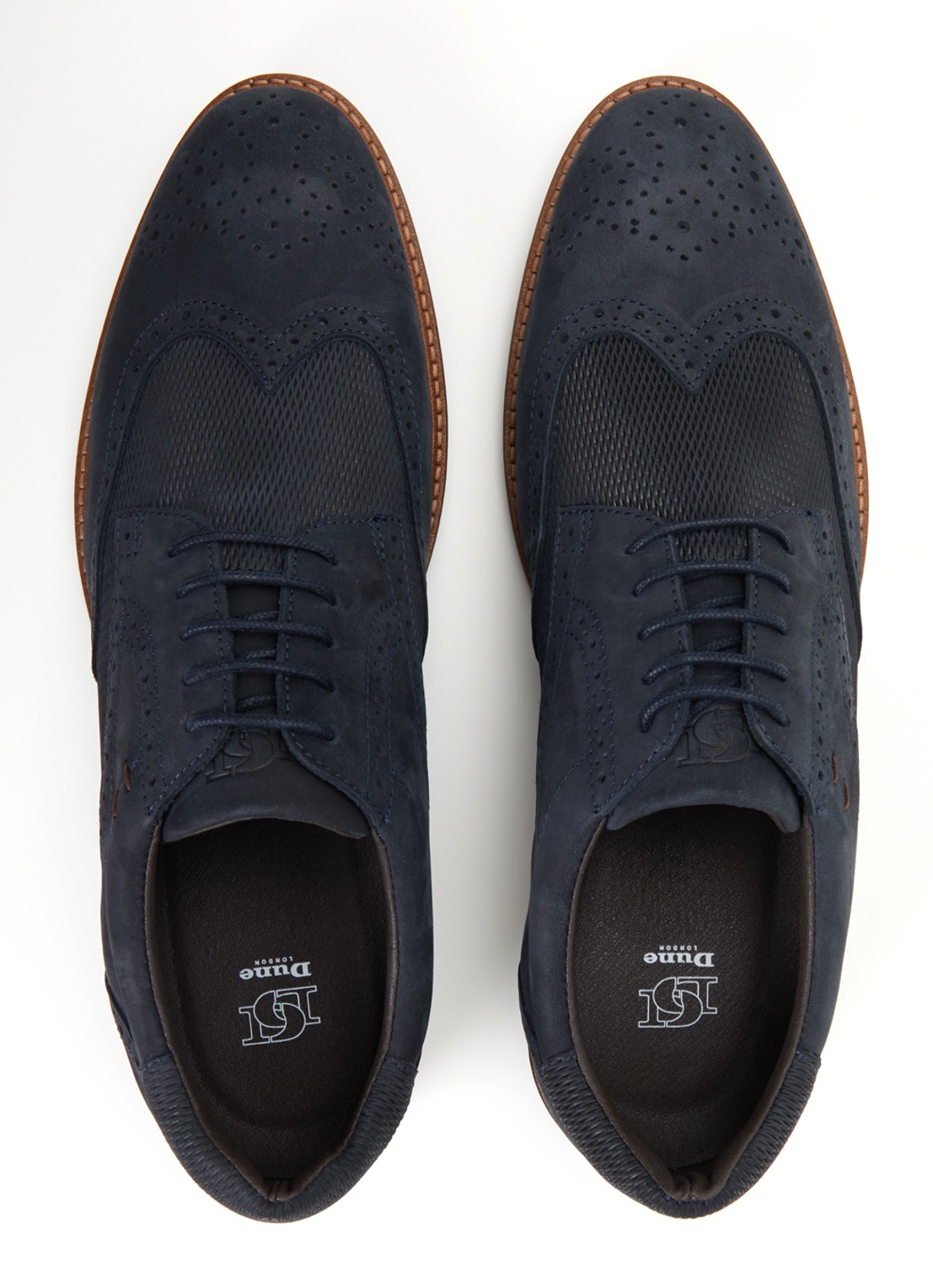 Dune London Barkings brogue van nubuck  - detail 3 donkerblauw