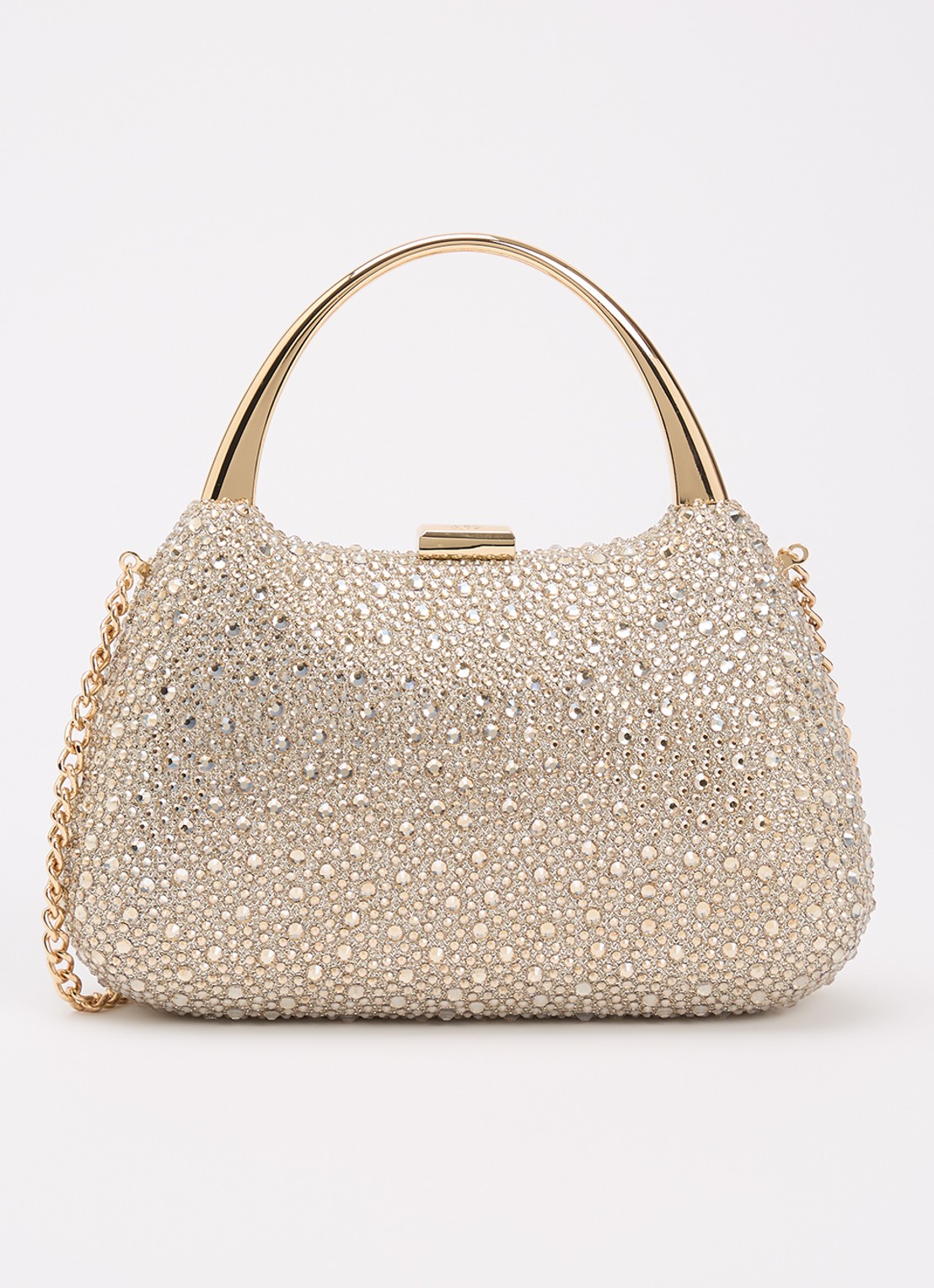 Dune London Beamings clutch met strass en afneembare schouderriem - voorkant 2 goud