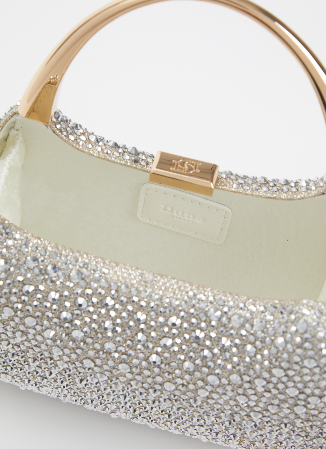 Dune London Beamings clutch met strass en afneembare schouderriem - detail 3 zilver