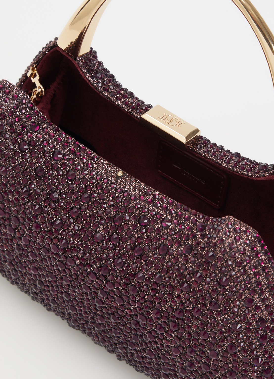 Dune London Beamings clutch met strass en afneembare schouderriem - detail 2 aubergine