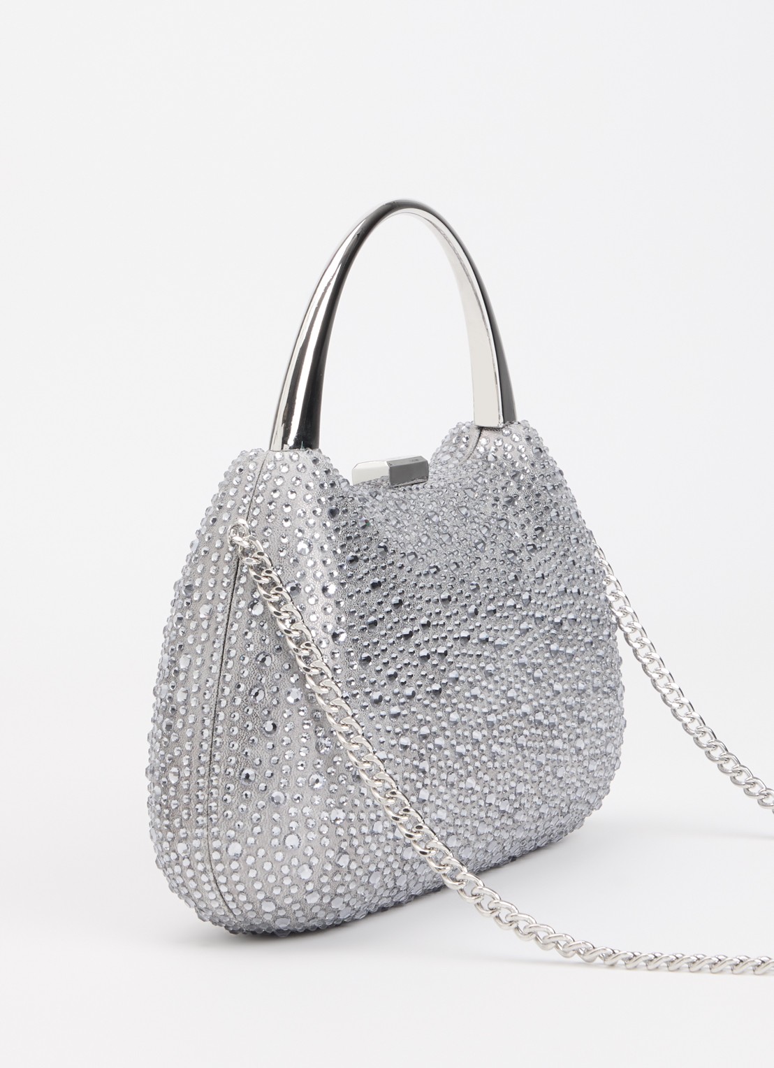 Dune London Beamings clutch met strass en afneembare schouderriem - achterkant grijs