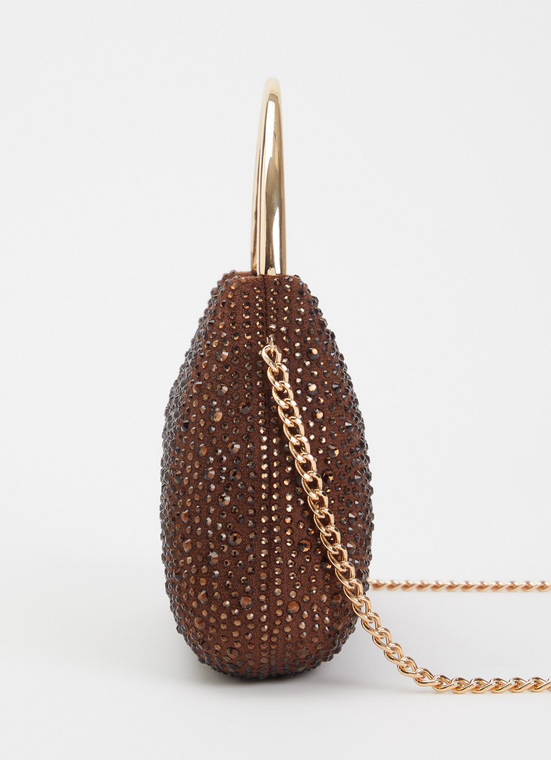 Dune London Beamings clutch met strass en afneembare schouderriem - detail 2 donkerbruin