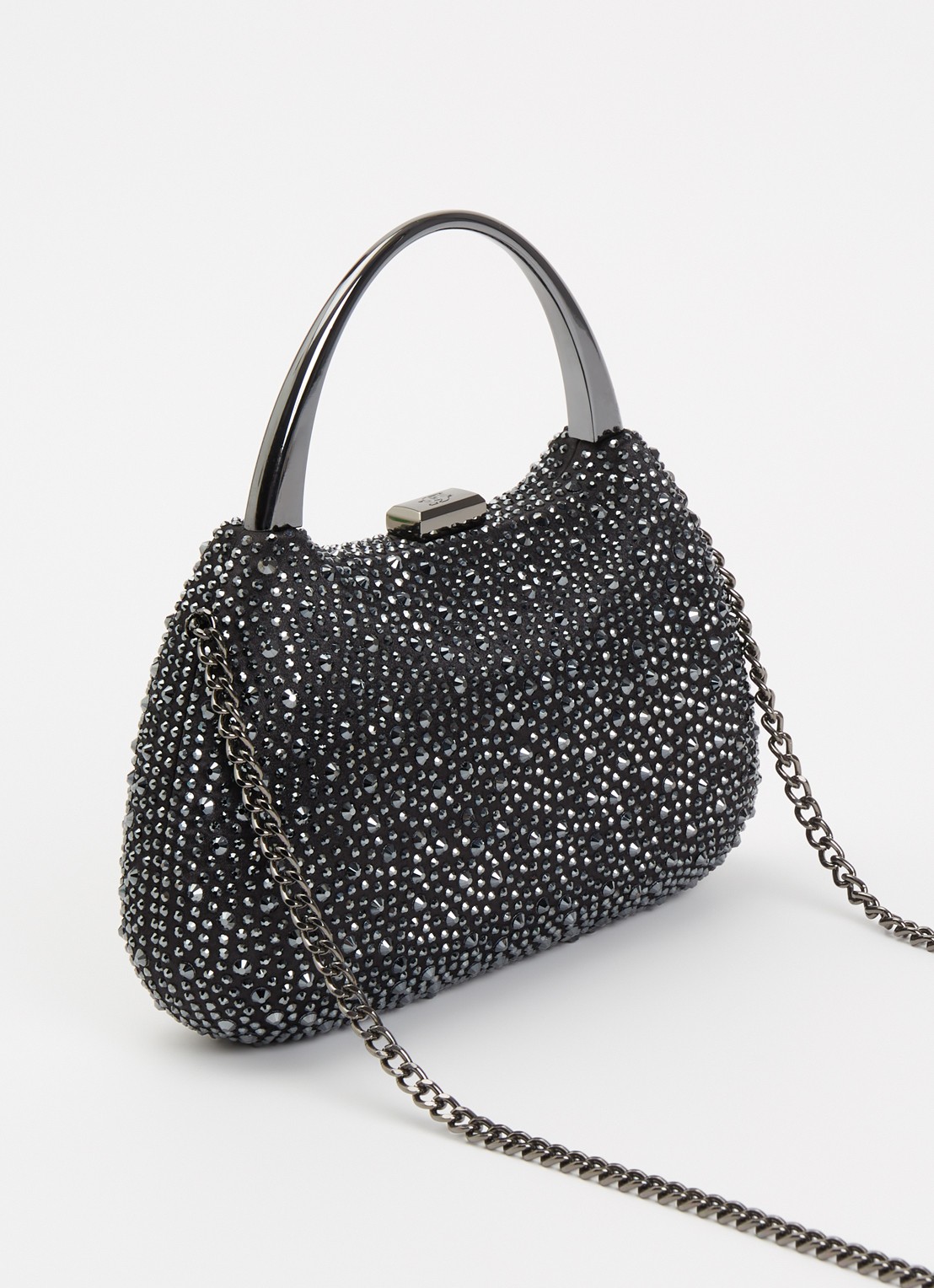 Dune London Beamings clutch met strass en afneembare schouderriem - achterkant 4 diepzwart