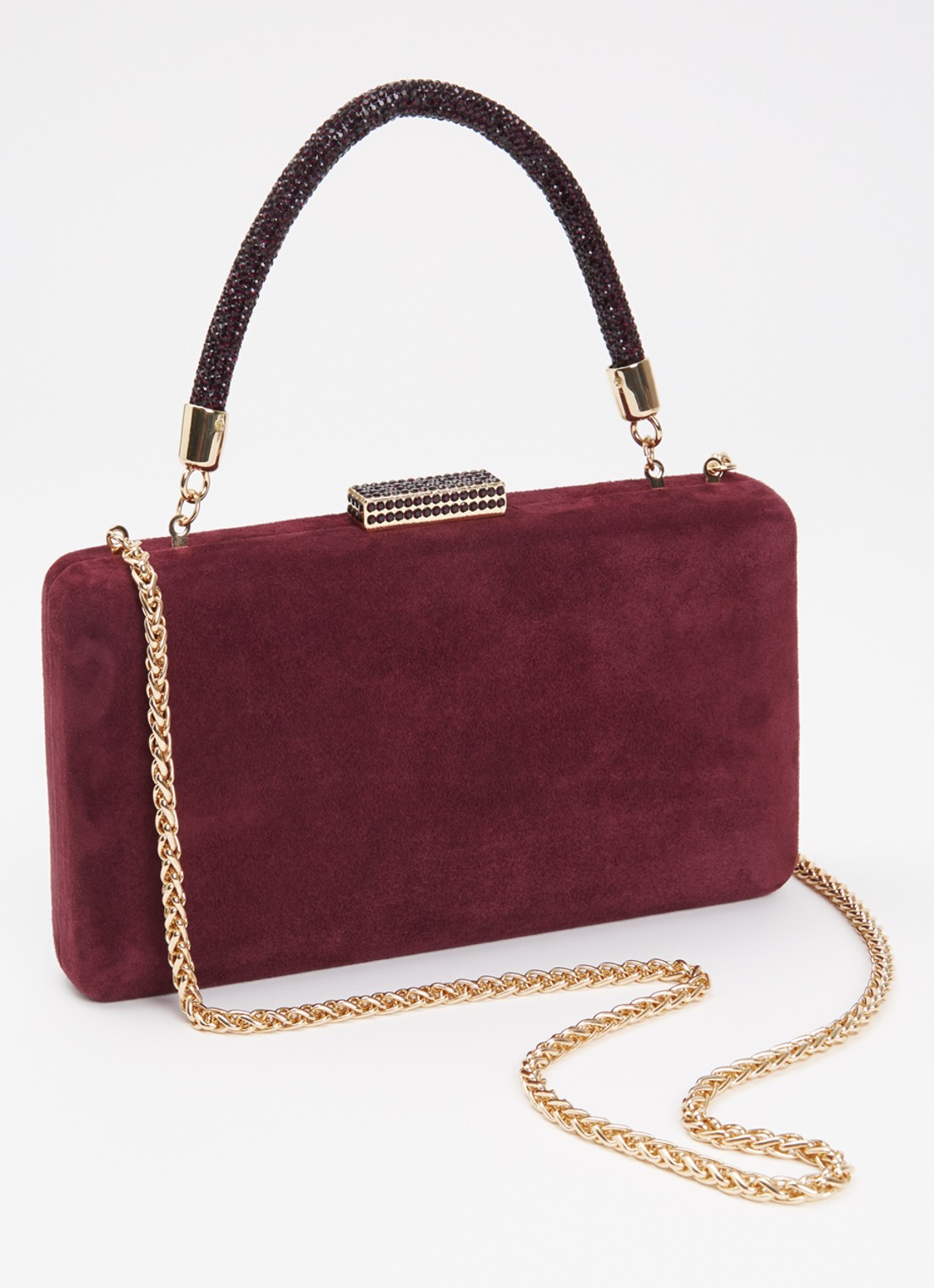 Dune London Beaut clutch met afneembare schouderriem - achterkant 5 bordeauxrood