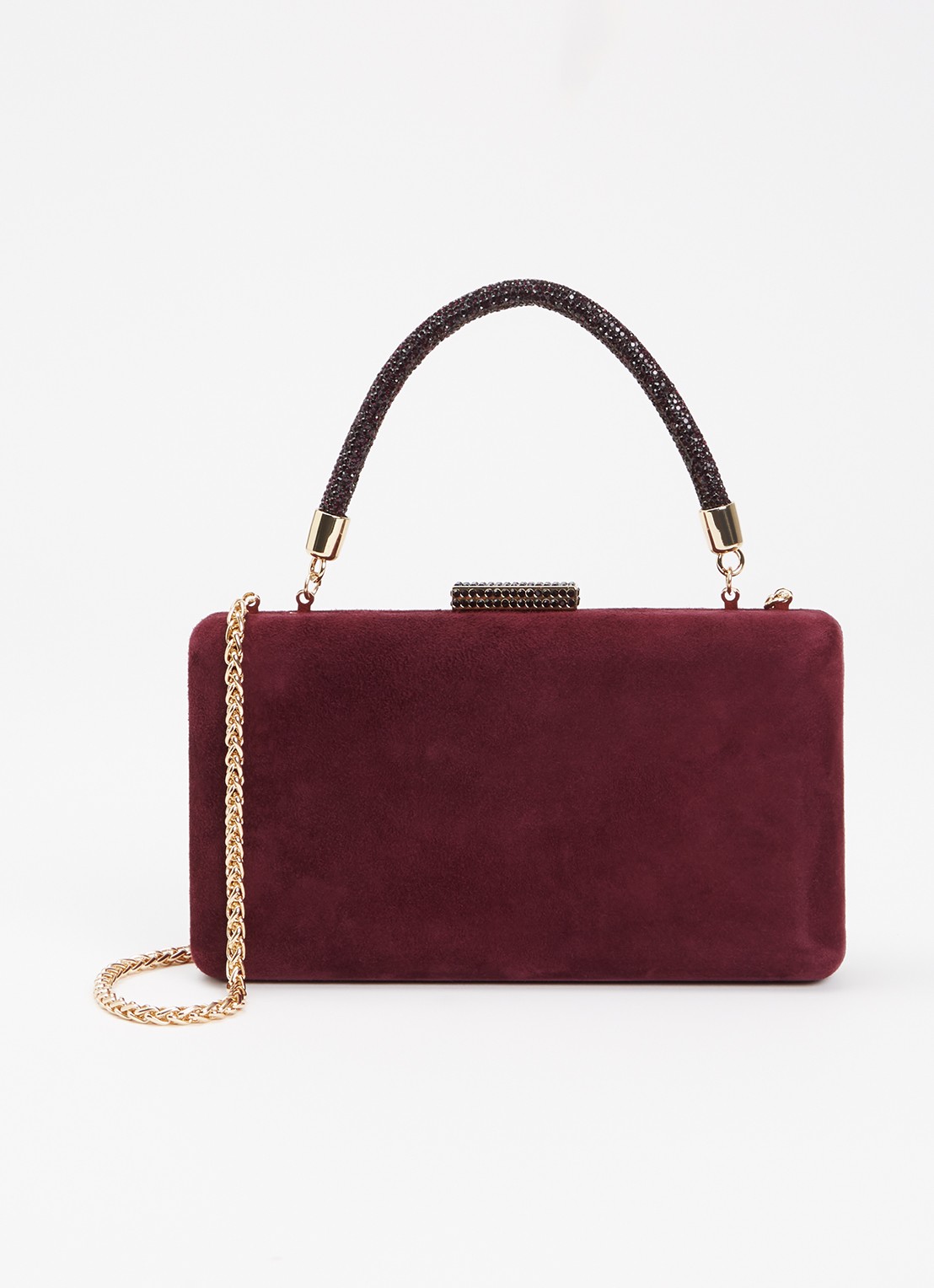 Dune London Beaut clutch met afneembare schouderriem - voorkant bordeauxrood