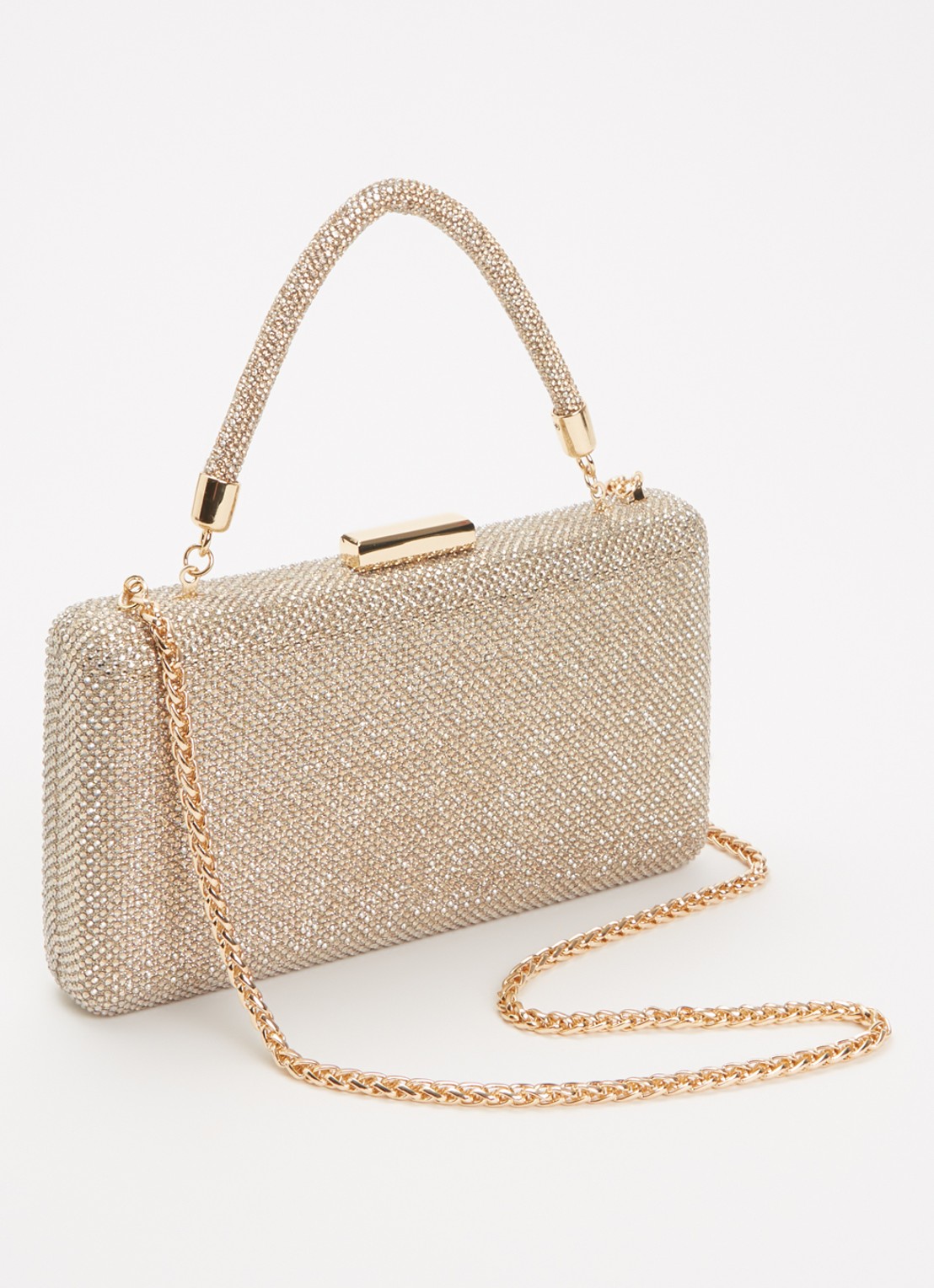 Dune London Beaut clutch met afneembare schouderriem - achterkant witgoud