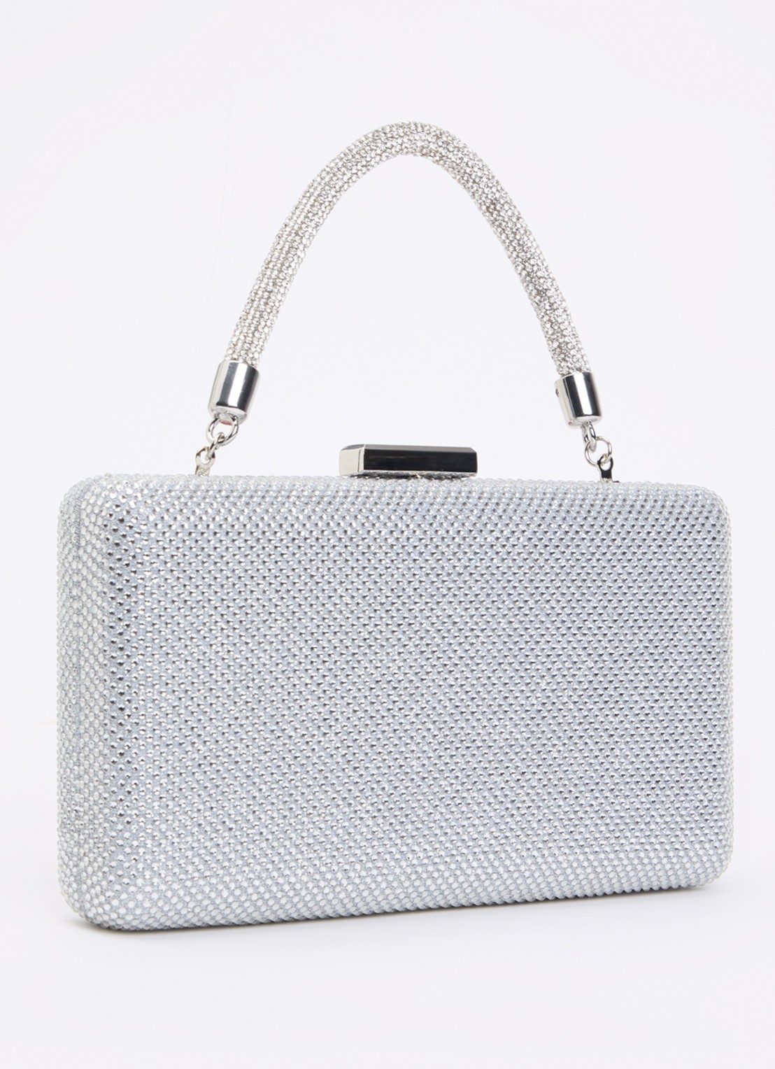 Dune London Beaut clutch met afneembare schouderriem - achterkant zilver