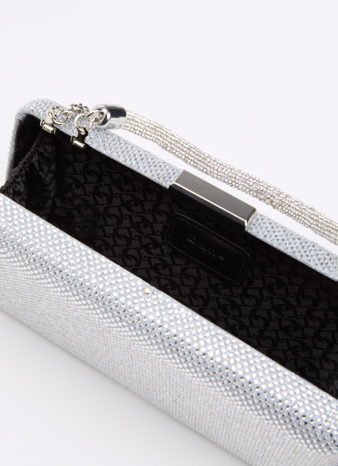 Dune London Beaut clutch met afneembare schouderriem - detail 3 zilver