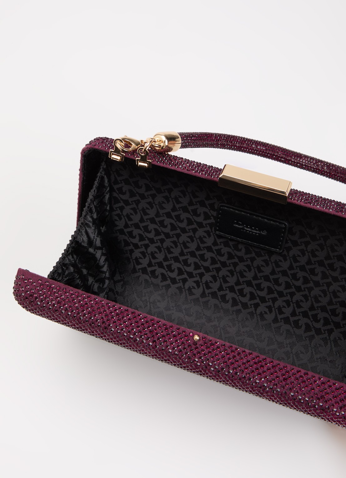Dune London Beaut clutch met afneembare schouderriem - detail paars