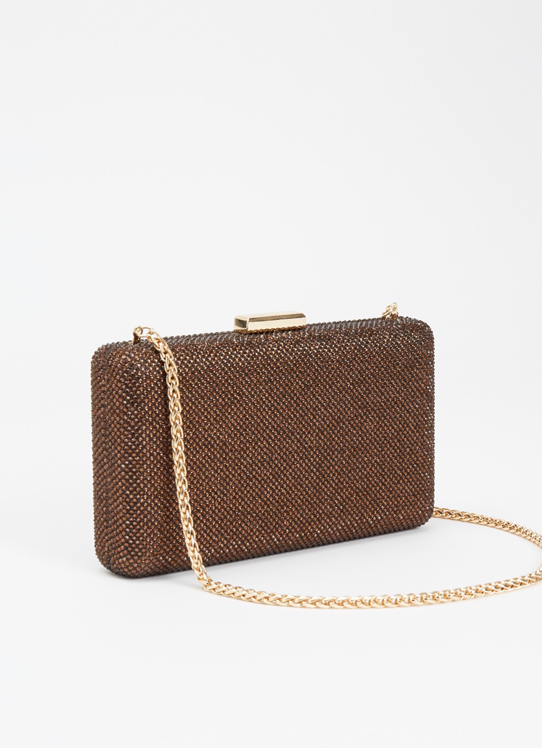 Dune London Beaut clutch met afneembare schouderriem - achterkant 4 donkerbruin