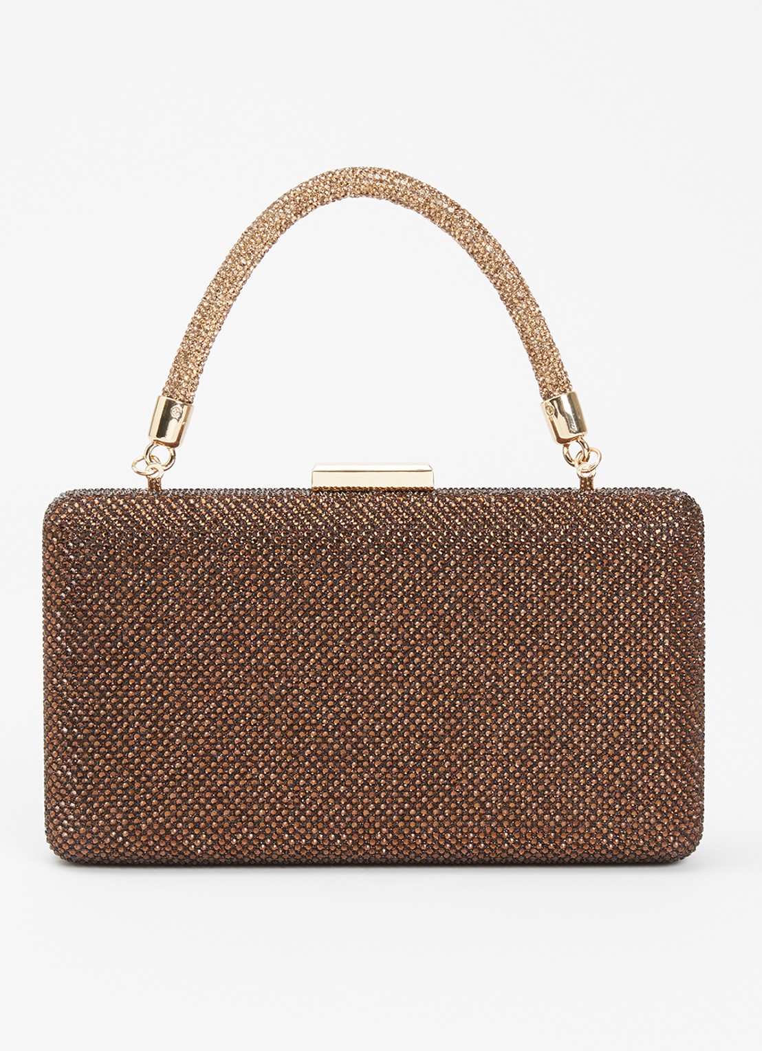 Dune London Beaut clutch met afneembare schouderriem - voorkant 5 donkerbruin
