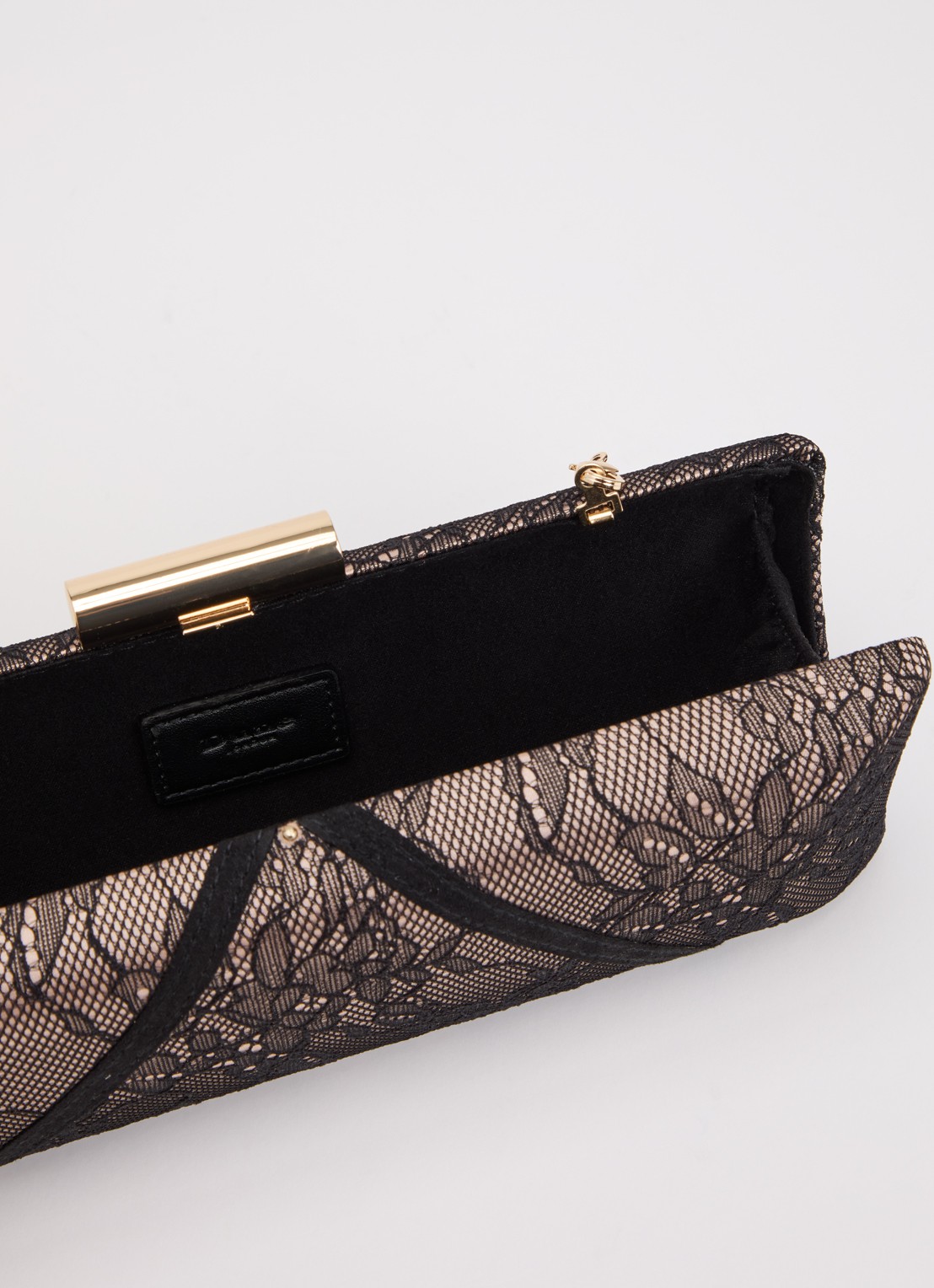Dune London Becoming clutch met afneembare schouderriem en details van kant - detail zwart