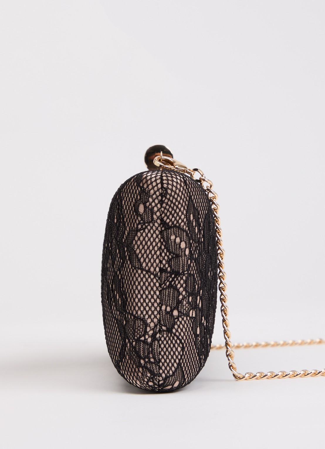 Dune London Becoming clutch met afneembare schouderriem en details van kant - detail 2 zwart