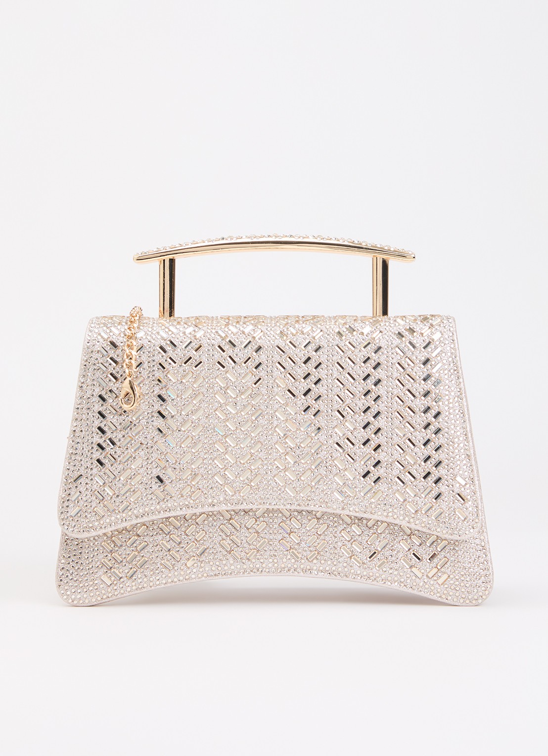 Dune London Bedazzle handtas met afneembare schouderriem en pailletten  - voorkant goud