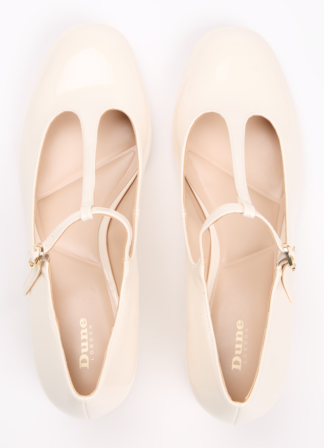 Dune London Believable Mary Jane pump met lakfinish - detail 2 ivoor