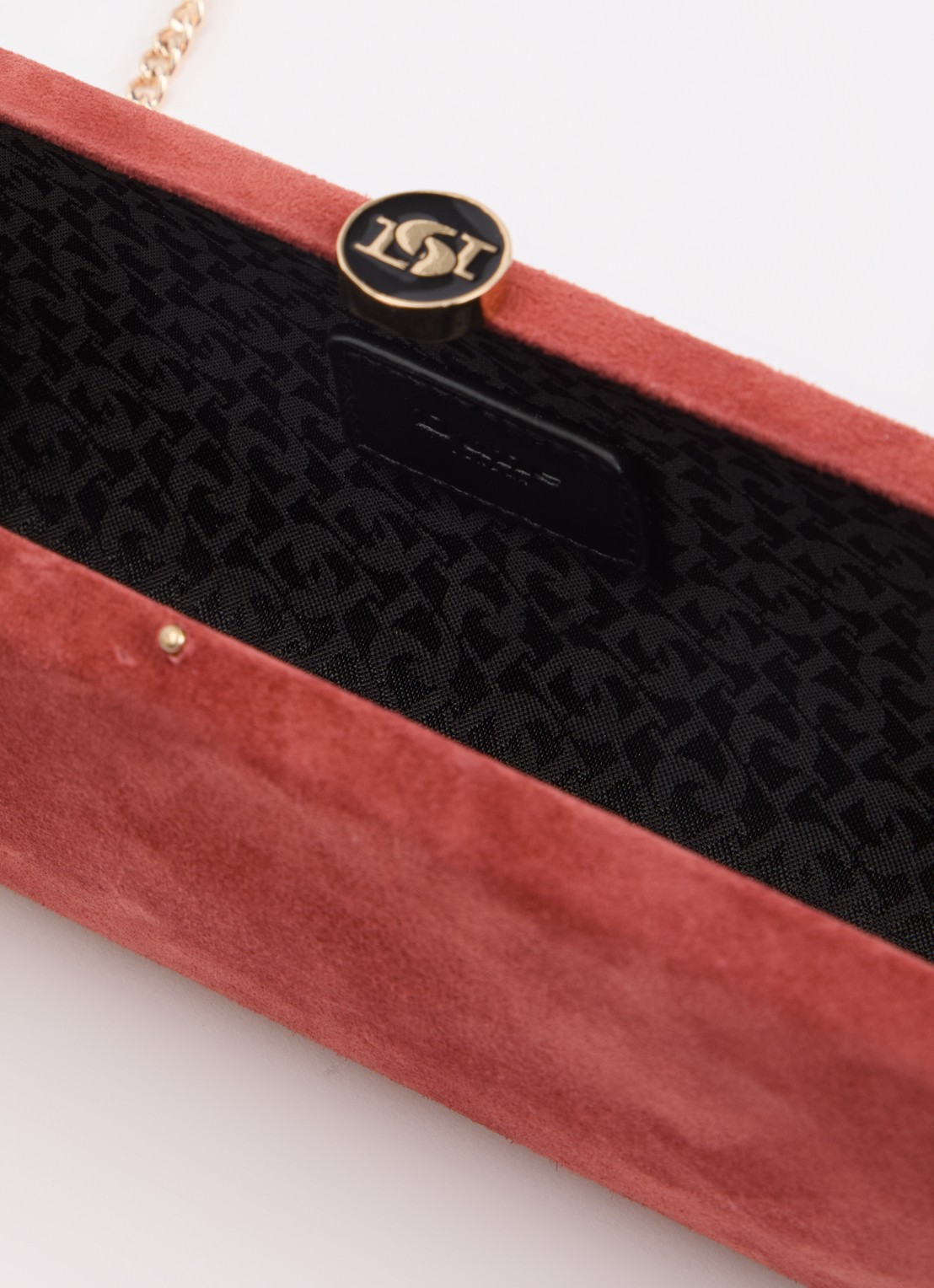 Dune London Belinda clutch met afneembare schouderriem - detail 2 steenrood