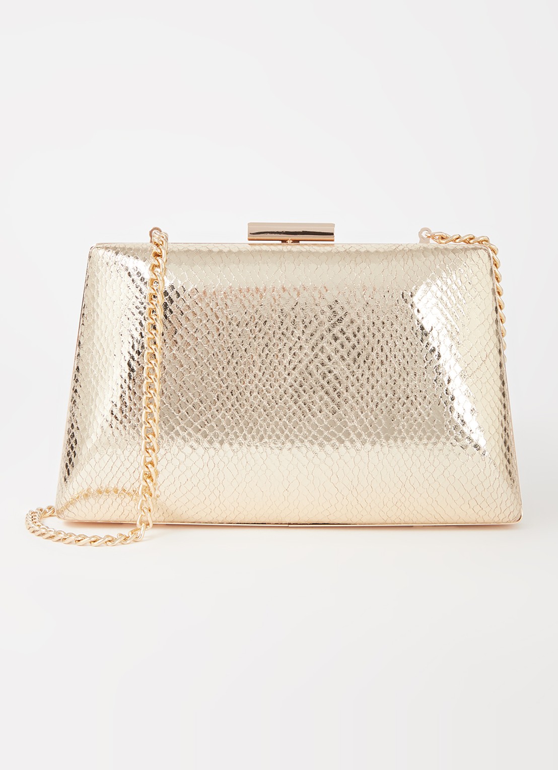 Dune London Bellaria clutch met afneembare schouderriem - voorkant 4 goud