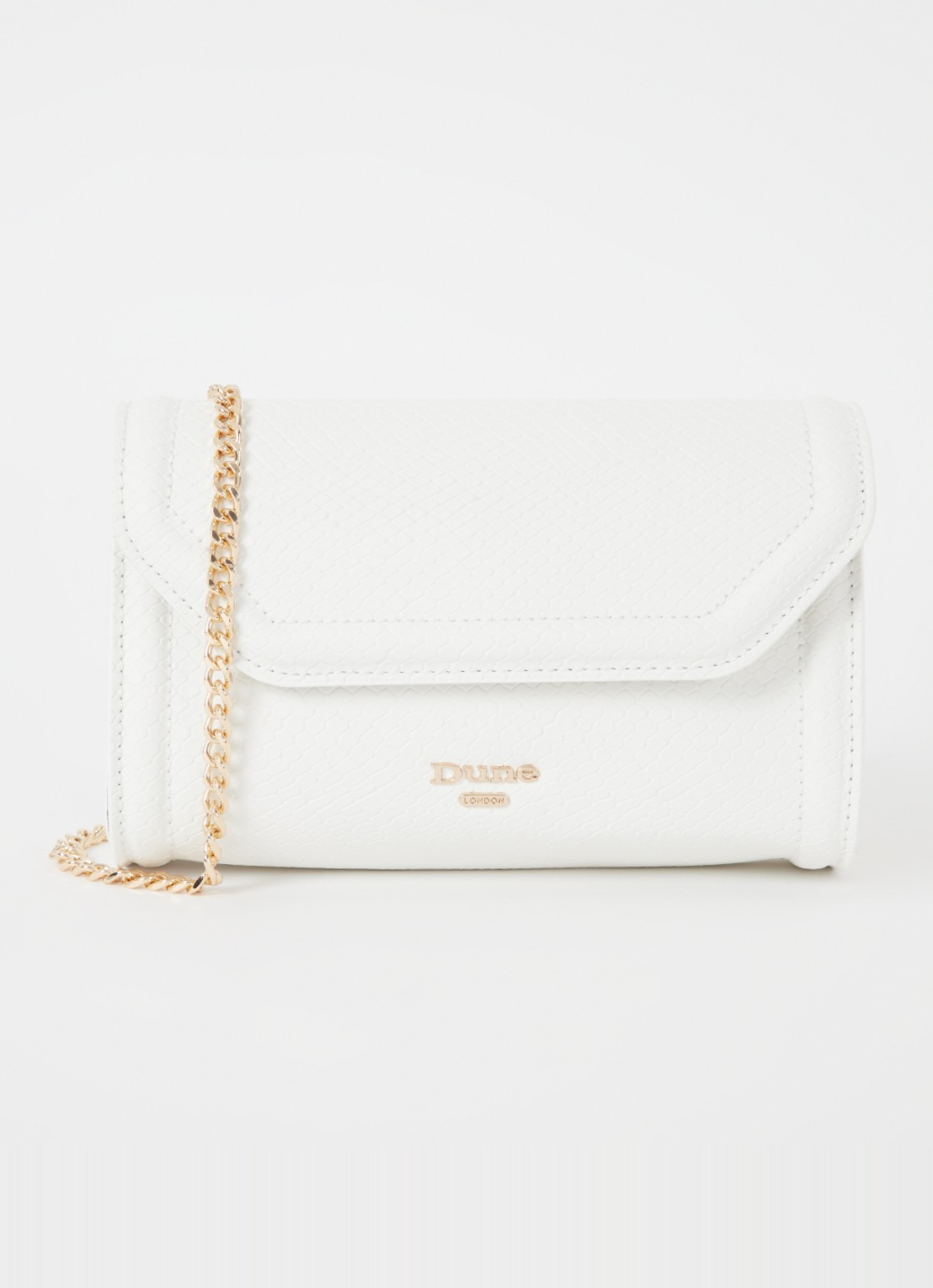 Dune London Bellini clutch met logo - voorkant 3 gebroken wit