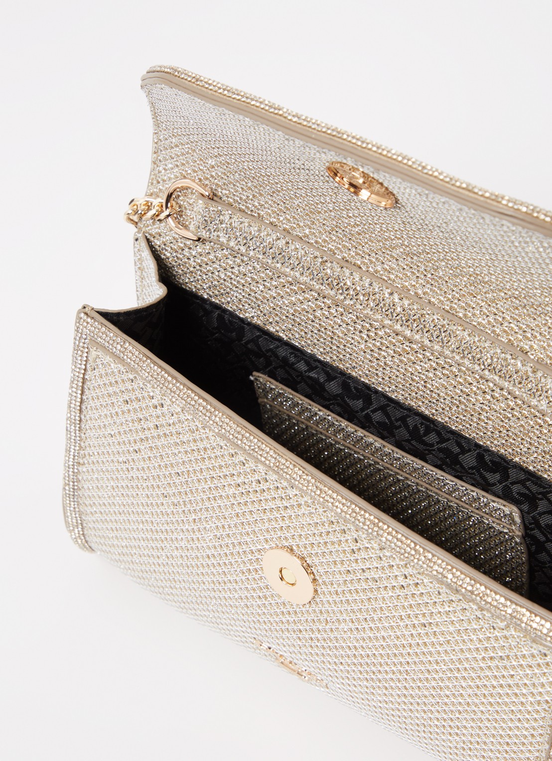 Dune London Bellini clutch met logo - detail goud