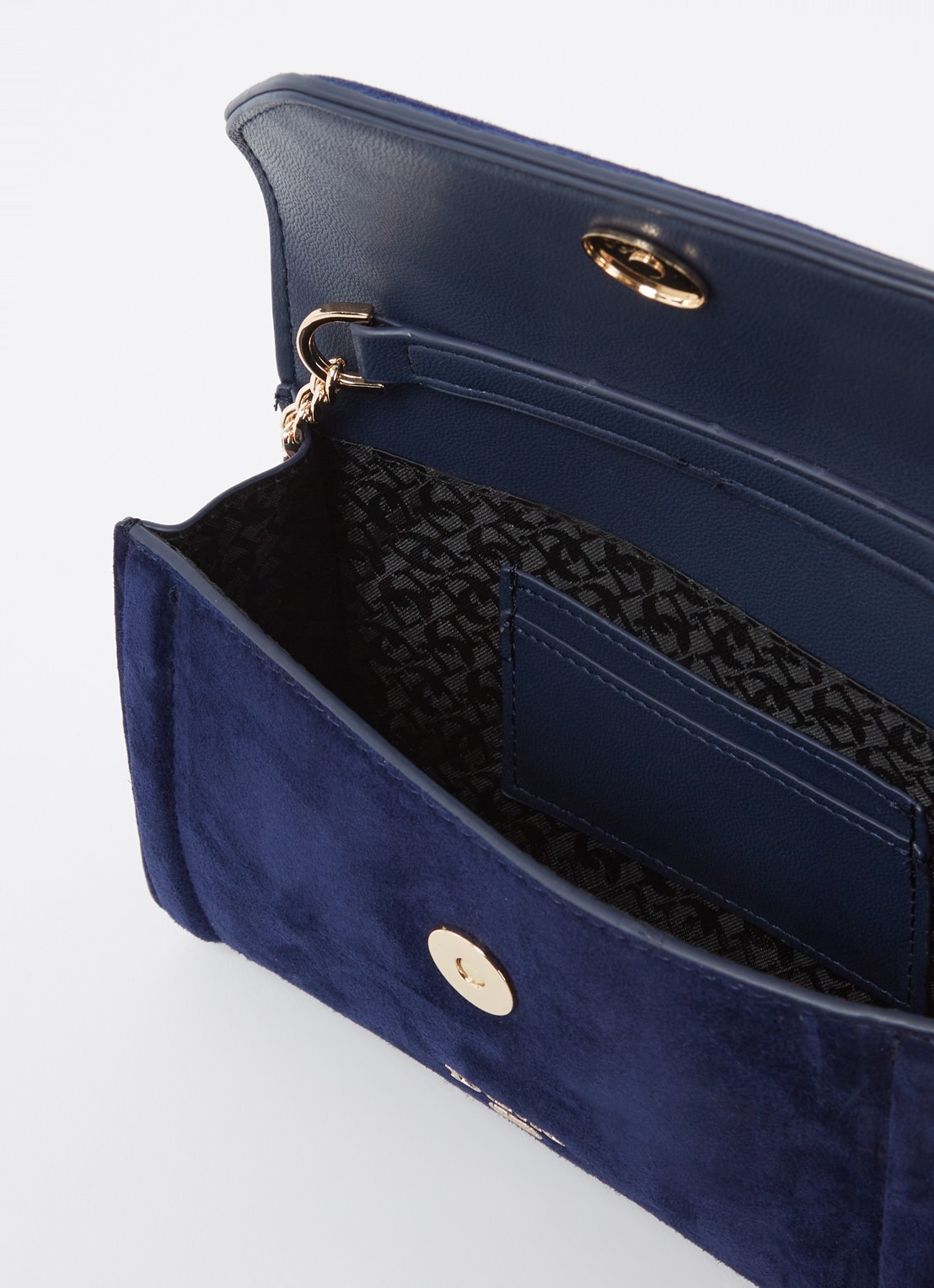 Dune London Bellini clutch met logo - detail 3 donkerblauw