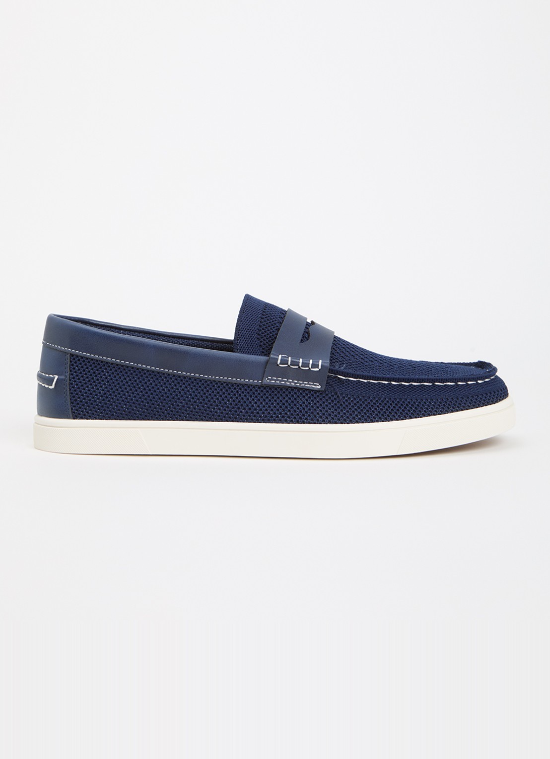 Dune London Benzy loafer met gebreid bovenwerk - voorkant 2 donkerblauw