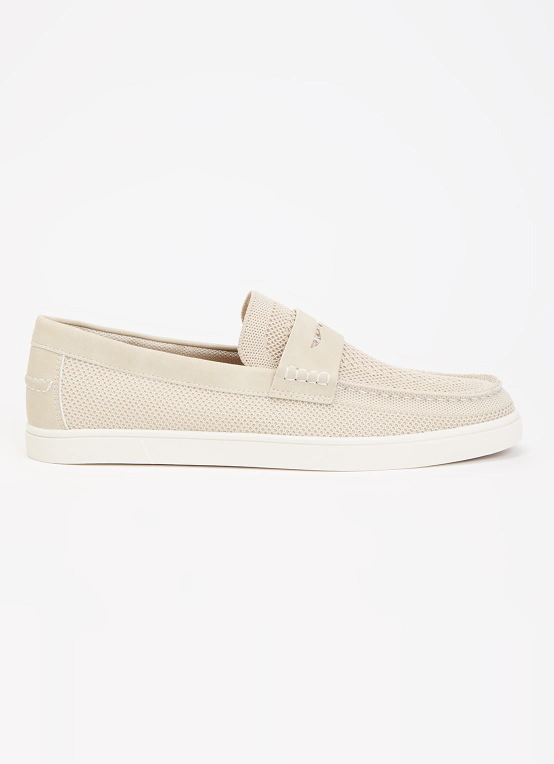 Dune London Benzy loafer met gebreid bovenwerk - voorkant 5 creme