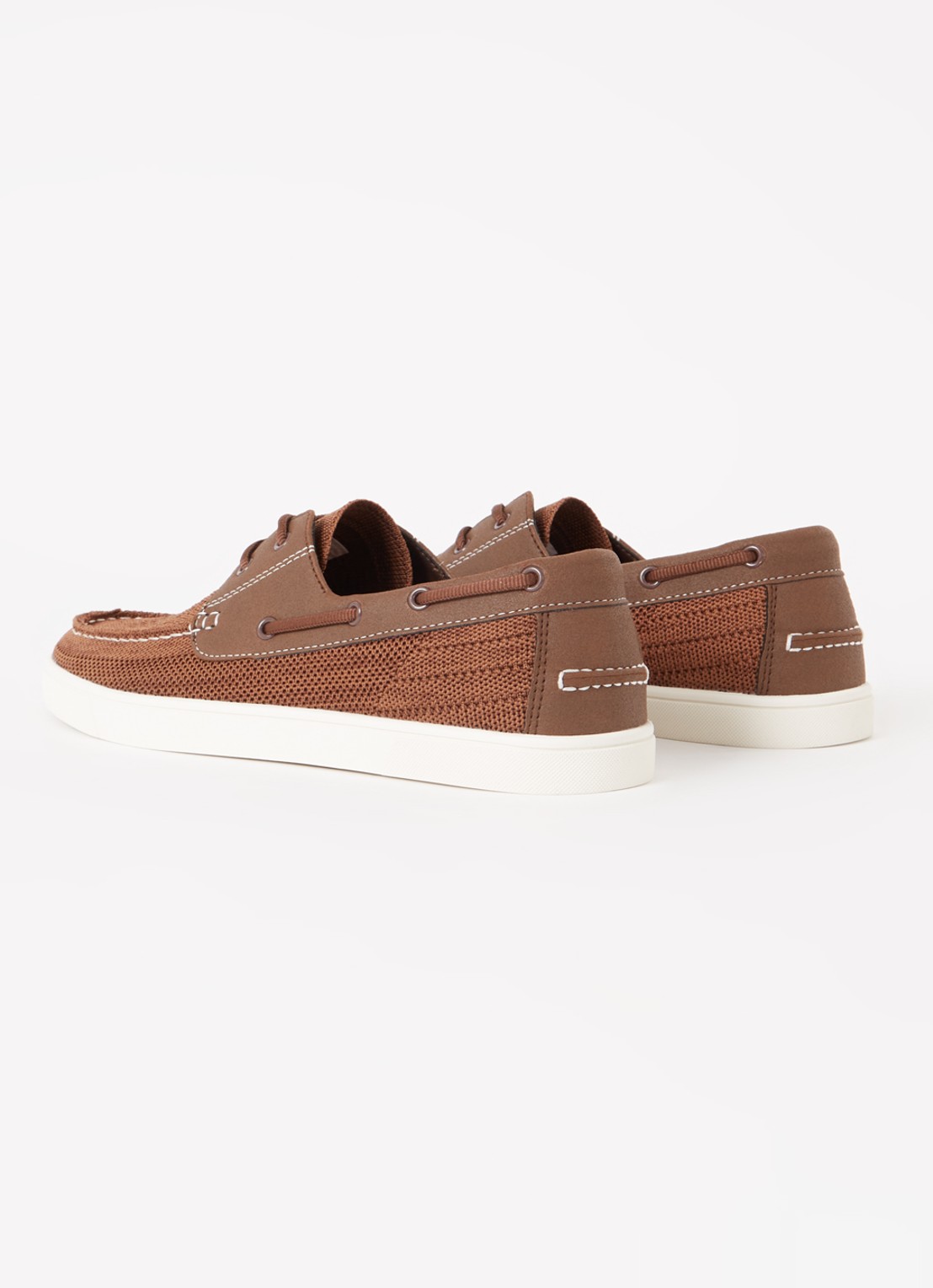 Dune London Blaizerss bootschoen met gebreid bovenwerk - achterkant 4 hazelnootbruin
