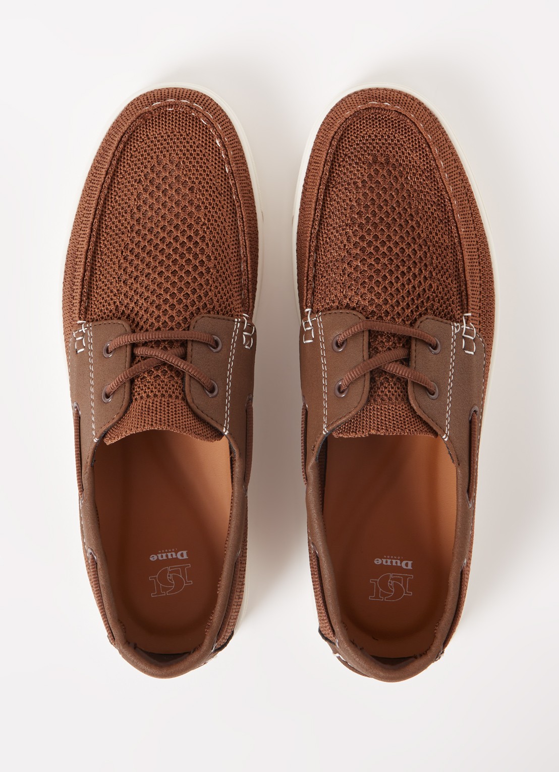 Dune London Blaizerss bootschoen met gebreid bovenwerk - detail 2 hazelnootbruin
