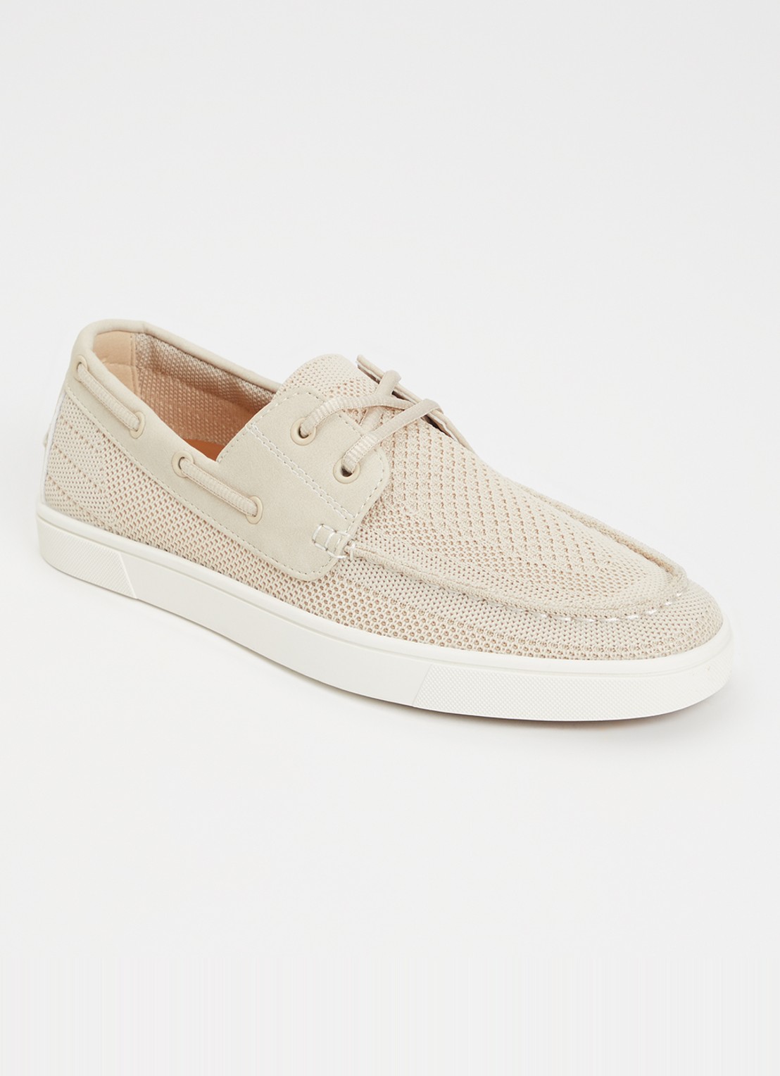 Dune London Blaizerss bootschoen met gebreid bovenwerk - voorkant 2 creme