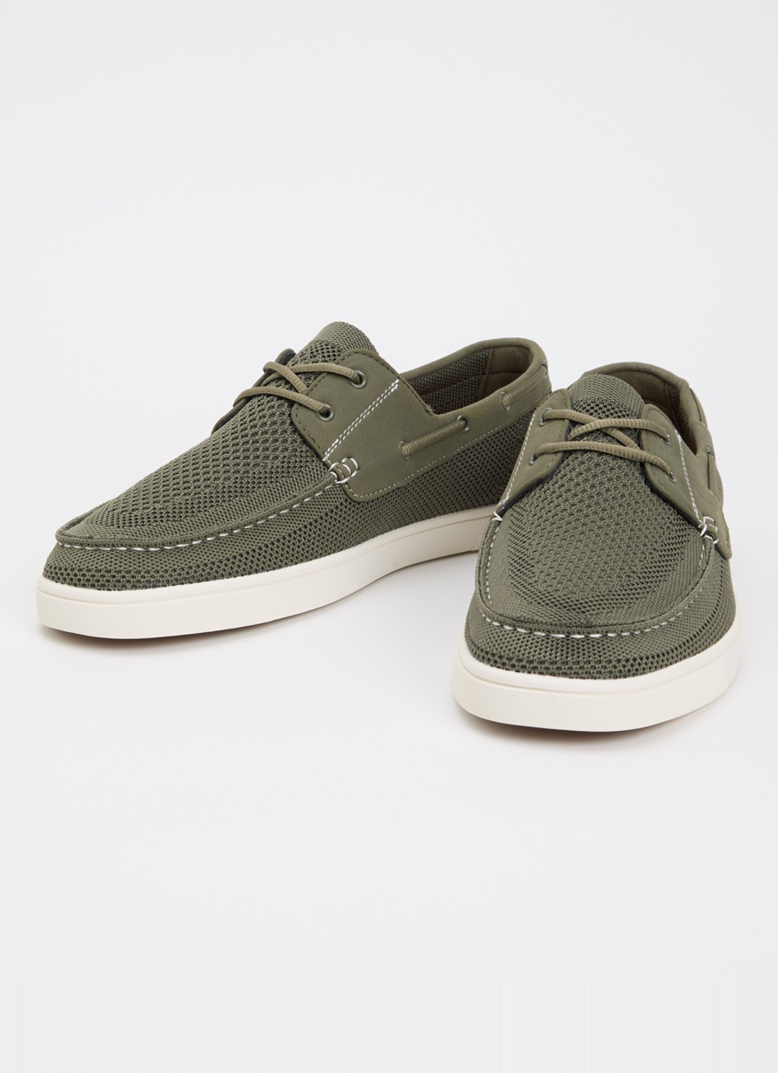 Dune London Blaizerss bootschoen met gebreid bovenwerk - detail 3 olijfgroen
