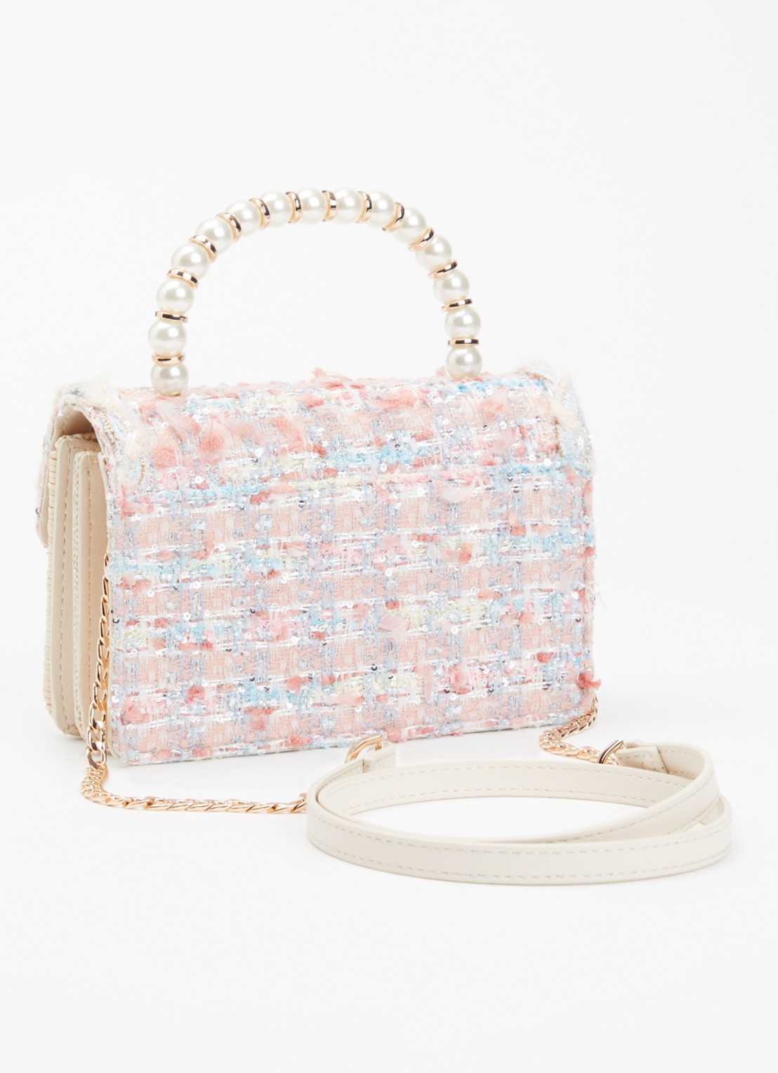Dune London Blooms crossbodytas met afneembare schouderriem - achterkant 5 roze