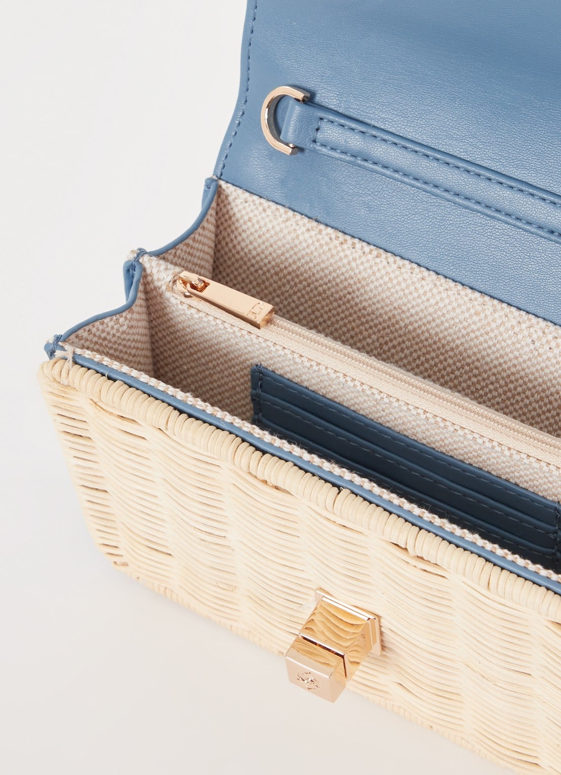 Dune London Blooms crossbodytas met afneembare schouderriem - detail blauw