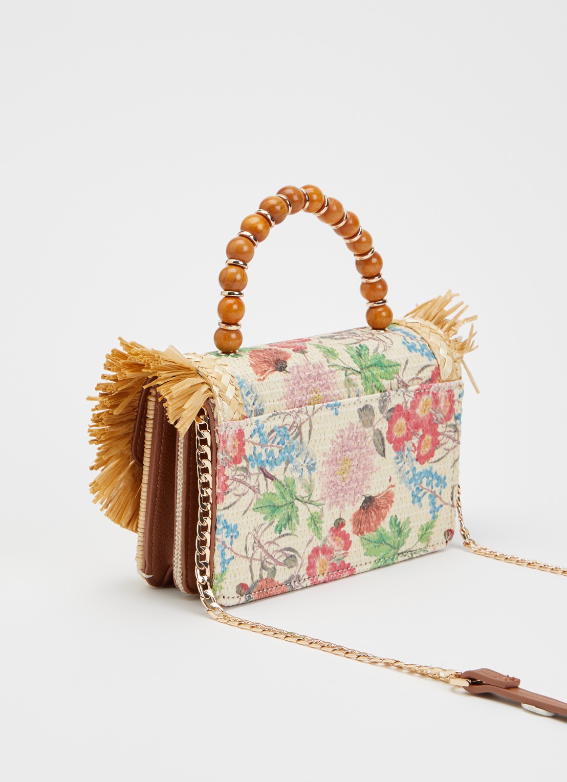Dune London Blooms crossbodytas met afneembare schouderriem - achterkant beige