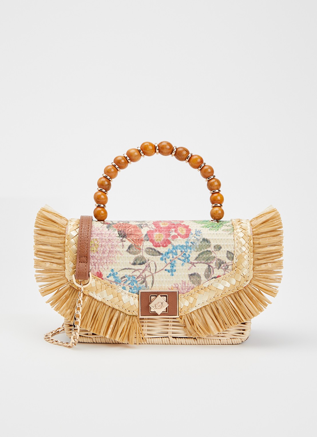 Dune London Blooms crossbodytas met afneembare schouderriem - voorkant 2 beige