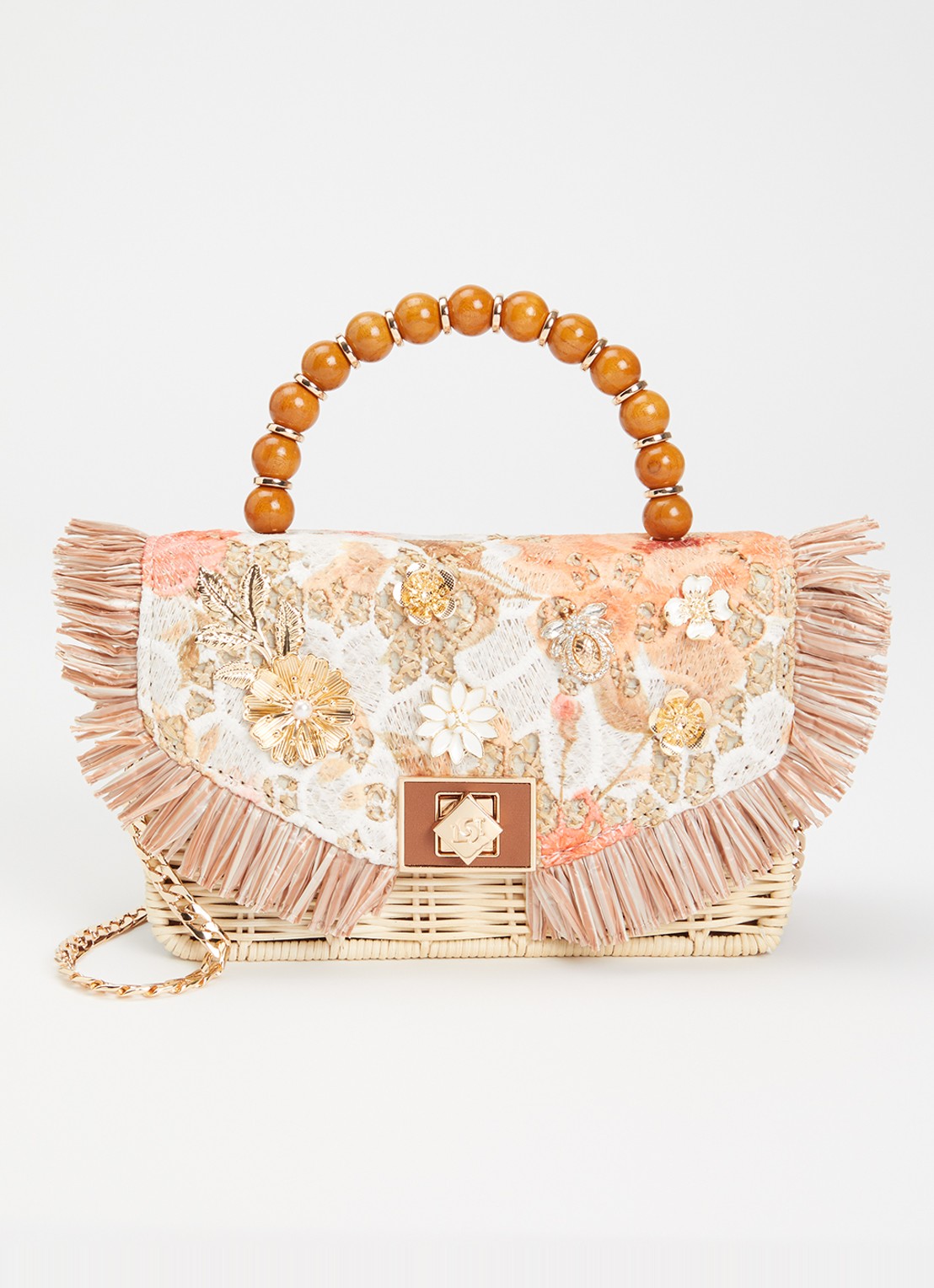 Dune London Blooms crossbodytas met afneembare schouderriem - voorkant orange