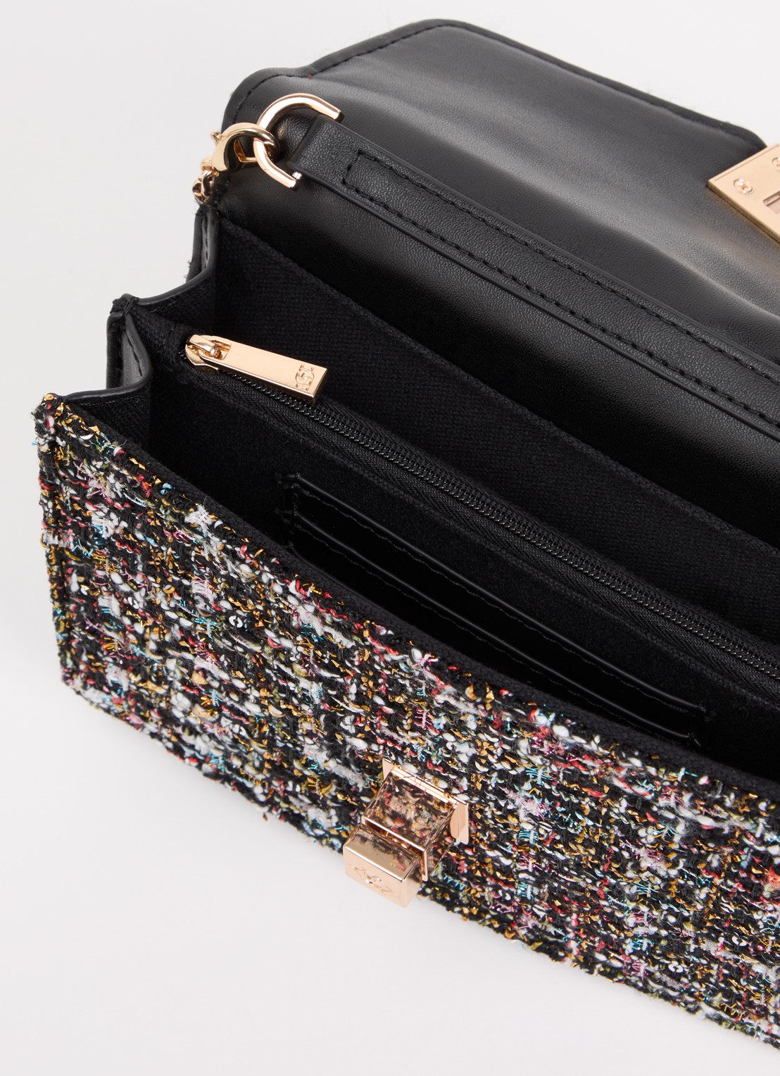 Dune London Blooms crossbodytas met afneembare schouderriem - detail 4 zwart